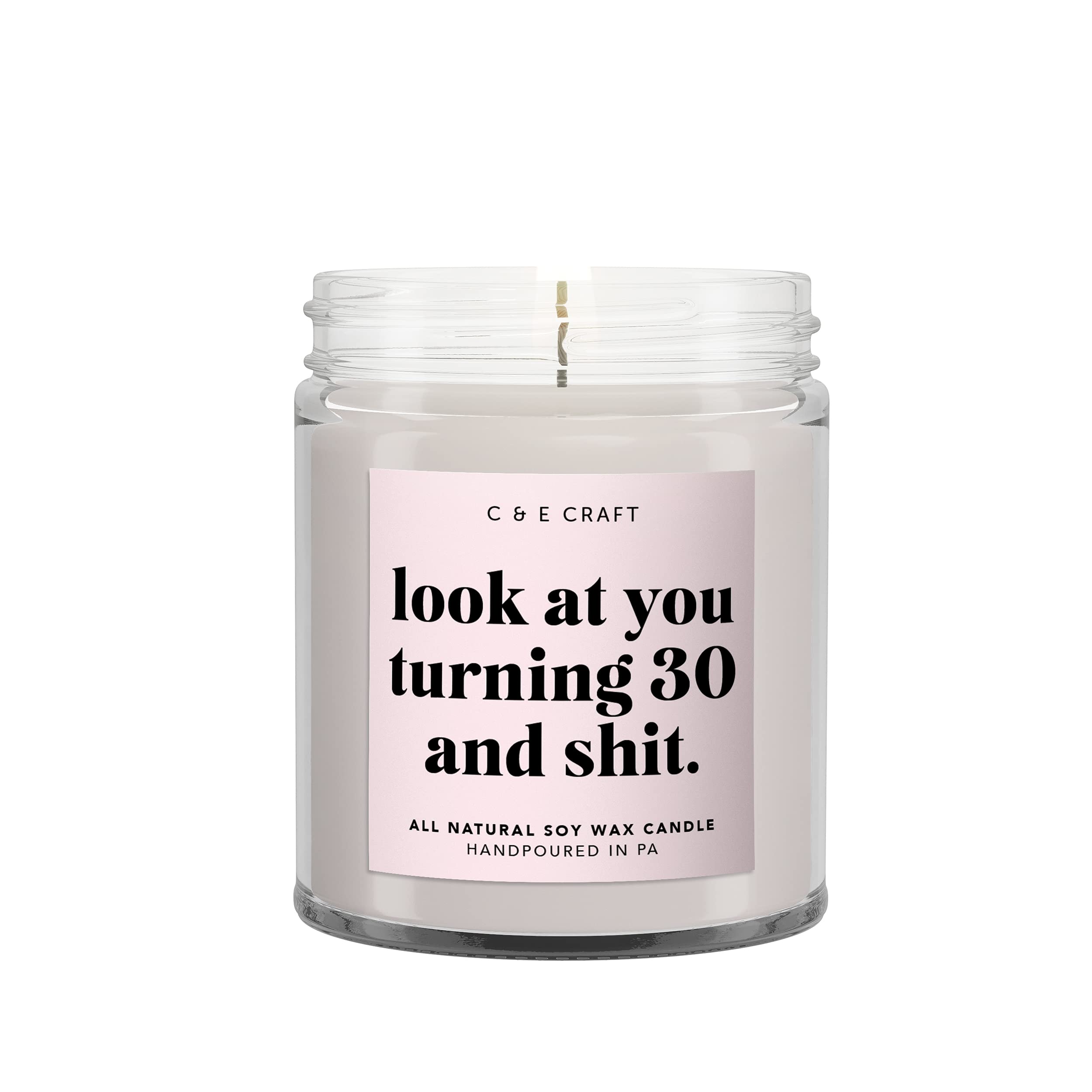 CE Craft 30th Birthday Scented Soy Wax Candle - Vanilla Musk Fragrance - 8oz Jar Candle for Home Decor, Office & Gift Giving - Perfect for Birthday Celebrations, Anniversaries & Relaxation Moments