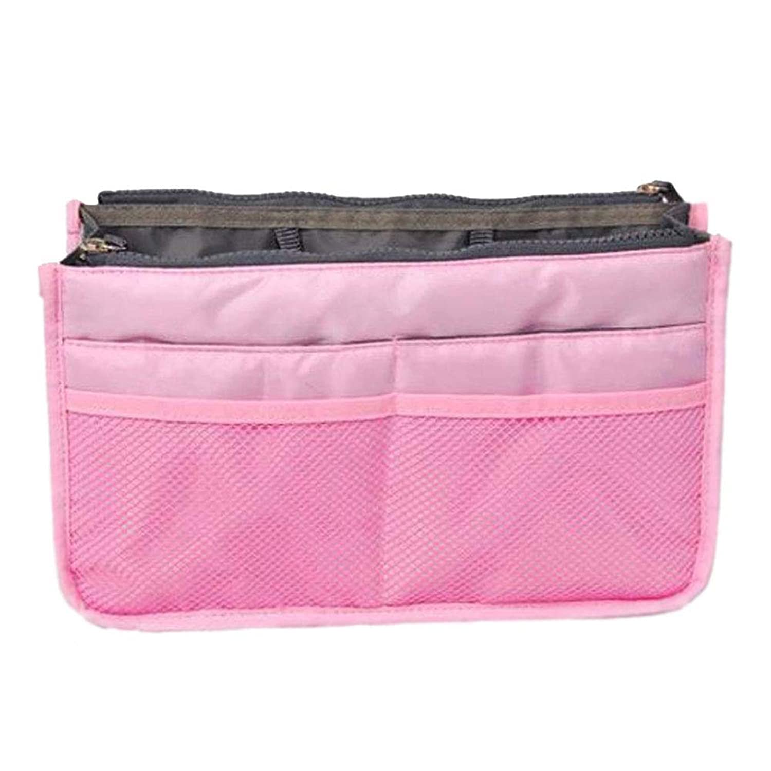 POPBLOSSOM Purse Organizer Insert - Light Pink Handbag Organizer for Makeup, Wallet & Accessories | Fits Tote Bags & Crossbody Purses | Keep Your Essentials Tidy & Neat (Perfect for Work, Travel & Daily Use)