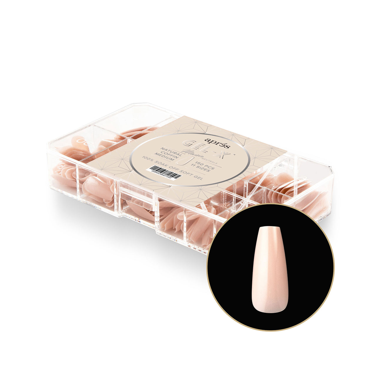 Apres Gel X Nail Tips - Maisie Coffin Medium (150 Pcs) | Professional Salon Quality Press-On Nails for Manicures & Pedicures | Perfect for Bridal, Party & Special Occasion Nail Art