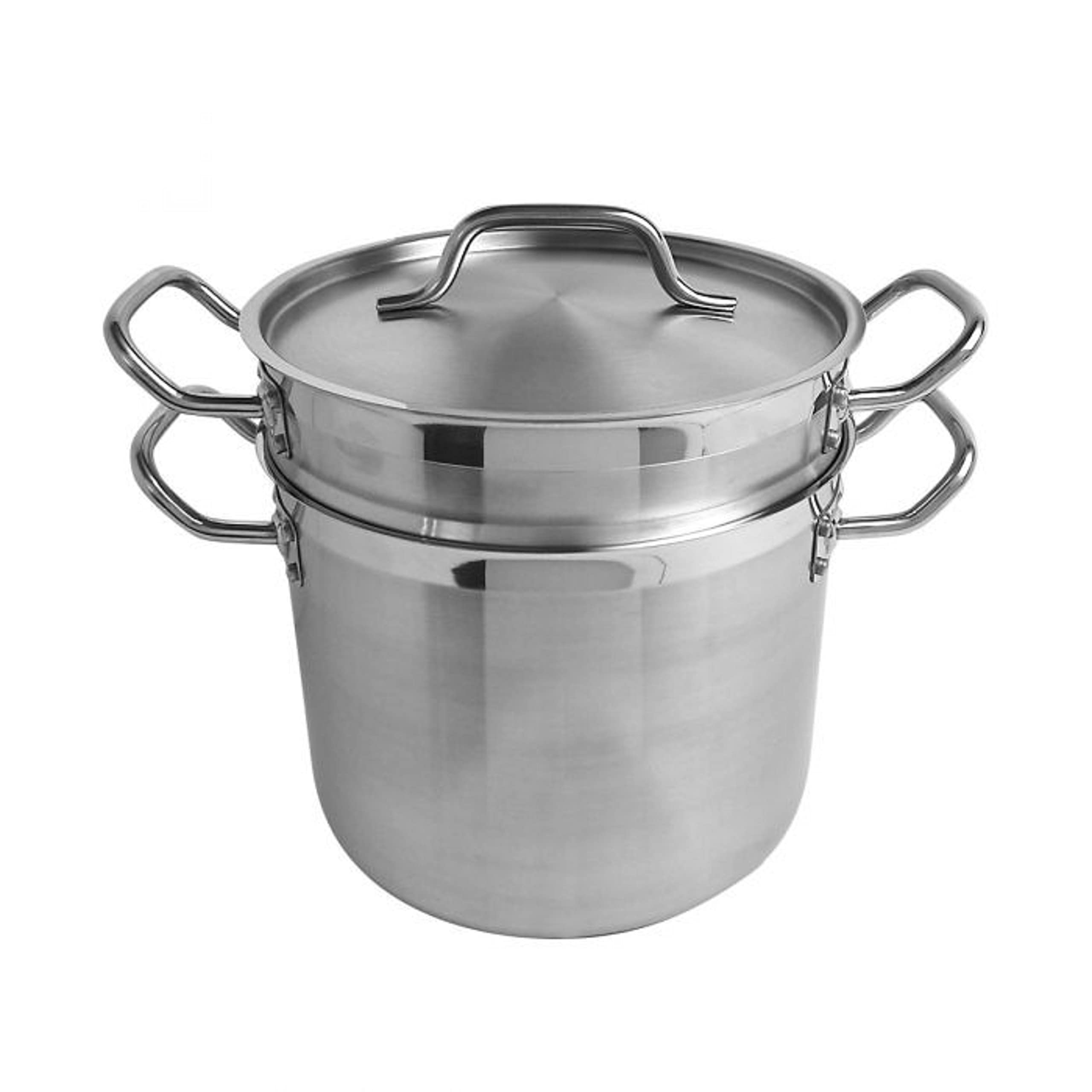 TrueCraftware 8 Quart Stainless Steel Double Boiler 3-Piece Set - Chocolate Melting Pot, Candy & Cheese Warmer, Dishwasher & Oven Safe Cookware for Home Baking, Candy Making, and Professional Kitchen Use