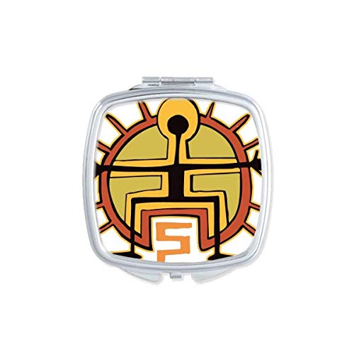 DIYthinker Egyptian Sun Totem Abstract Mirror - Portable Compact Double-Sided Pocket Makeup Mirror for Travel, Home Vanity & Handbag (2.5 Inch Glass)