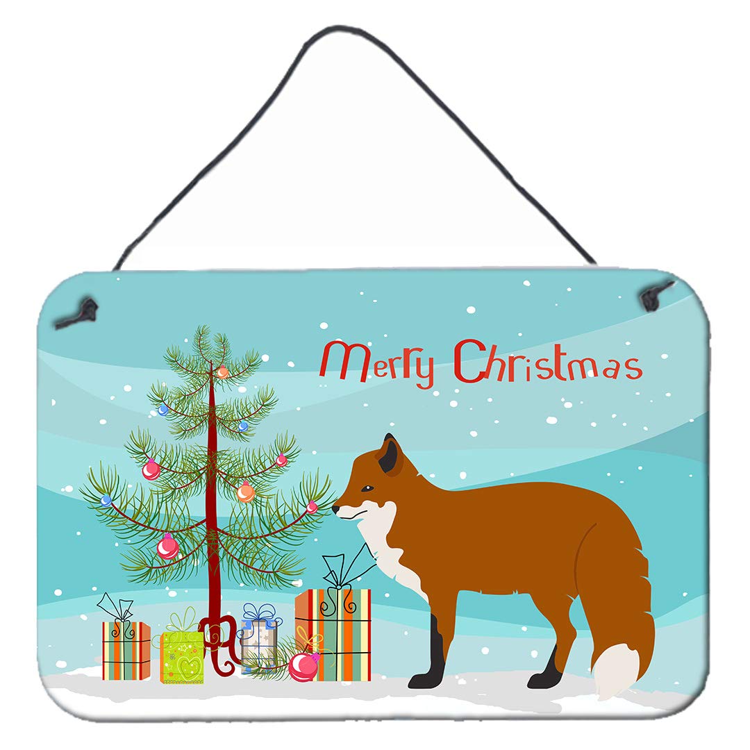 Red Fox Christmas Wall Decor - Teal Aluminum Metal Sign for Kitchen, Bar, Bathroom - 8x12 Inch Holiday Home Plaque | Perfect for Farmhouse, Cabin & Seasonal Decorating
