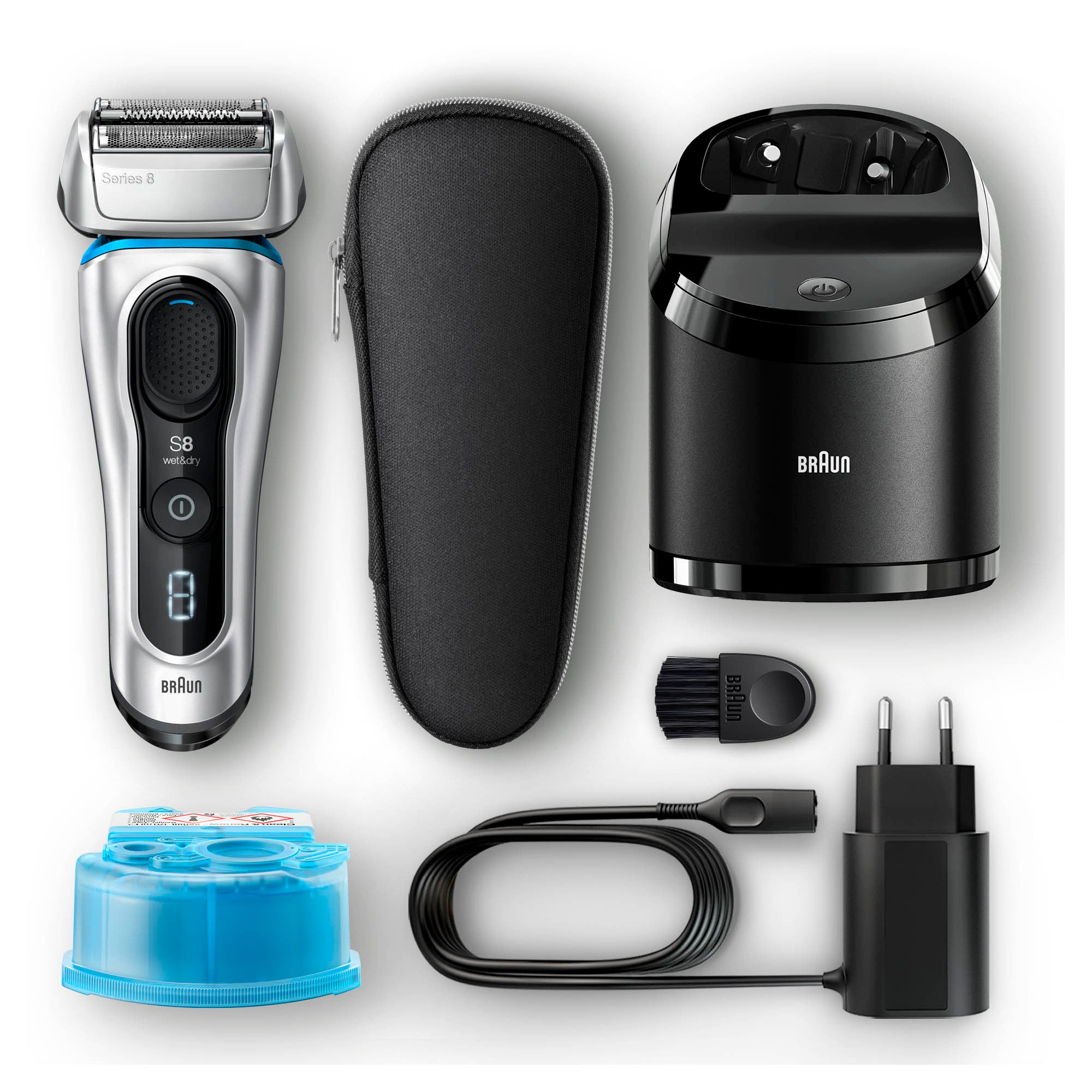 Braun Series 8 8390cc Electric Foil Shaver for Men with Clean & Charge System - Wet & Dry Shaving, Silver | Perfect for Travel, Home Use & Sensitive Skin