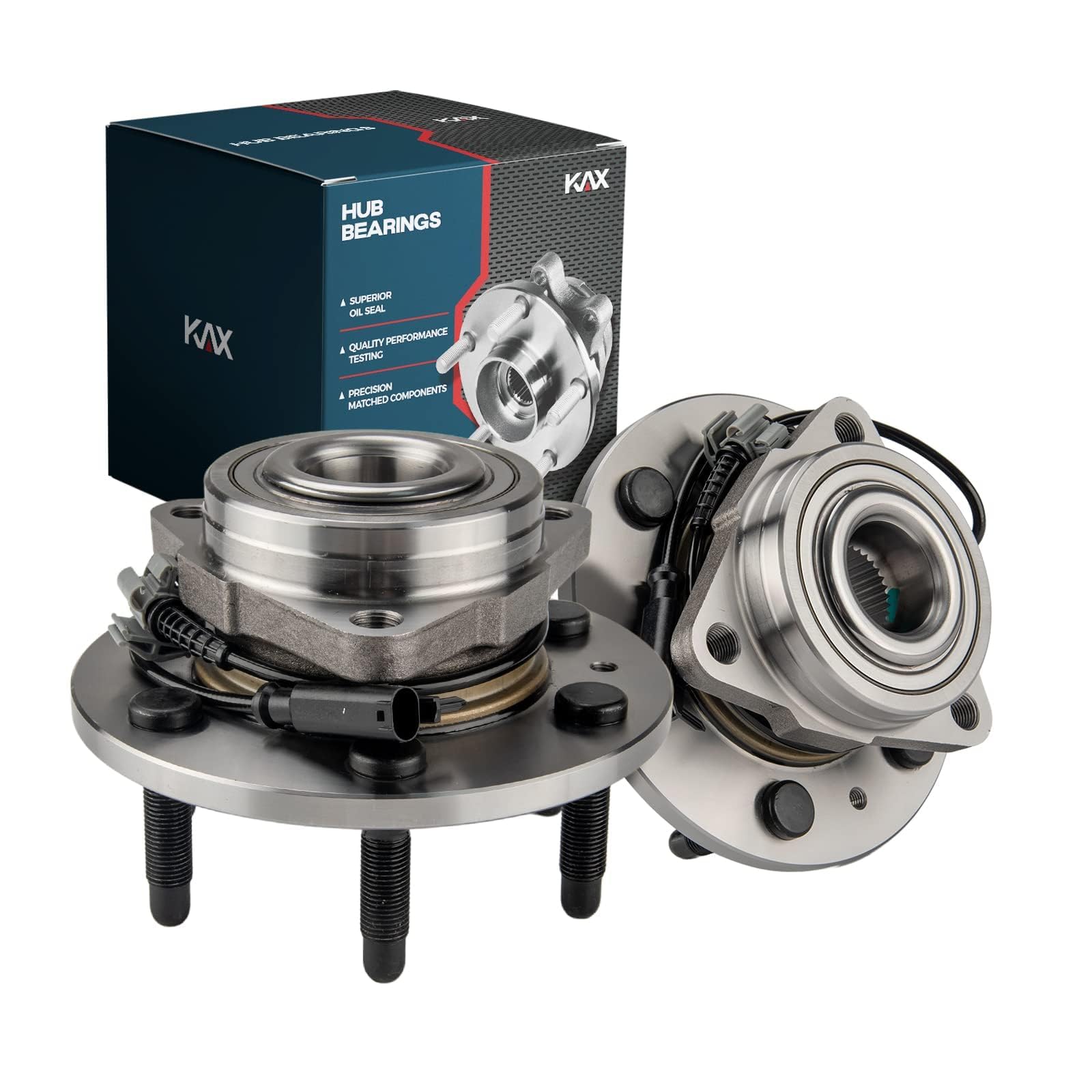 KAX 515096 Front Wheel Bearing and Hub Assembly - Compatible with 2007-2013 Chevy Tahoe, 2008-2013 Chevy Silverado 1500, 2007-2013 GMC Sierra 1500 (6 Lug w/ABS) - Durable Replacement for Smooth & Safe Driving