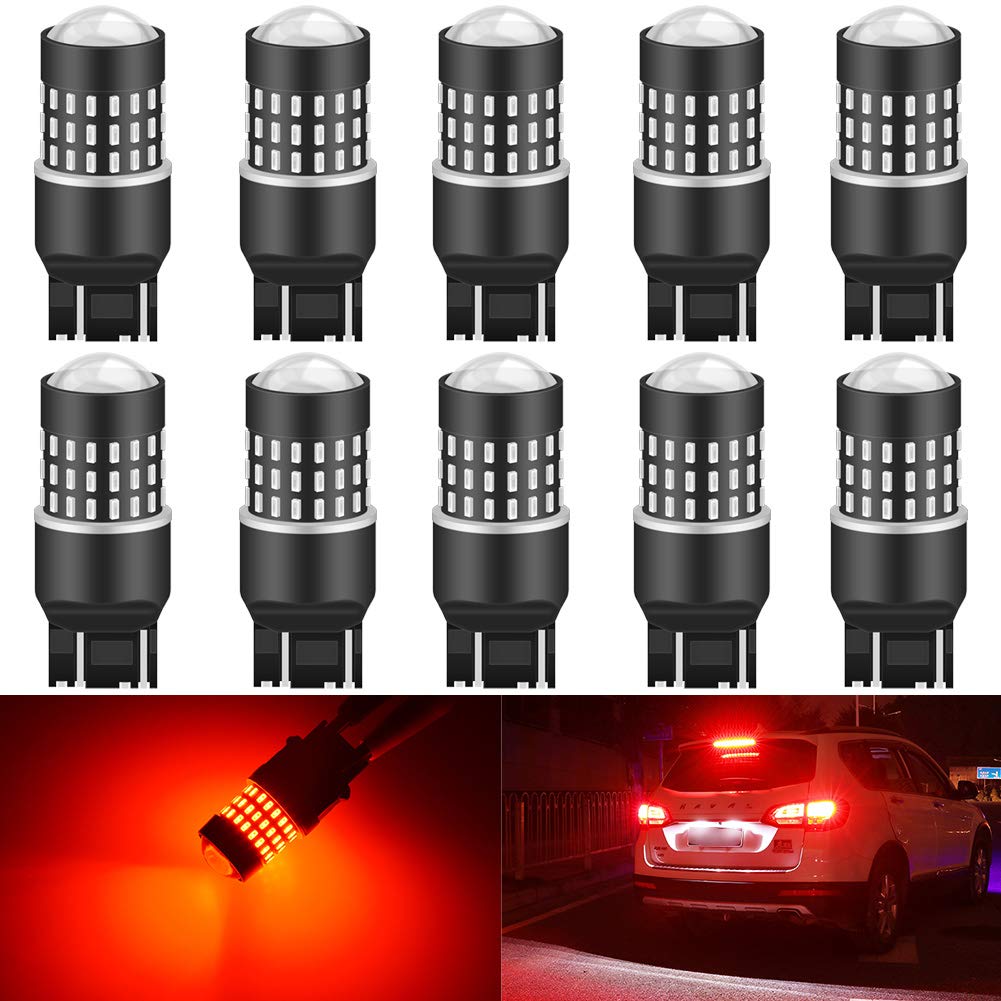 KATUR 7440 7443 7444NA 7441 992 LED Light Bulb - Super Bright 650 Lumens, 3014 54-Chipset High Power Replacement for Turn Signal, Brake, Tail, Reverse, Parking & RV Lights - Brilliant Red (10-Pack) - Perfect for Automotive, Marine & Motorcycle Lighting Upgrades