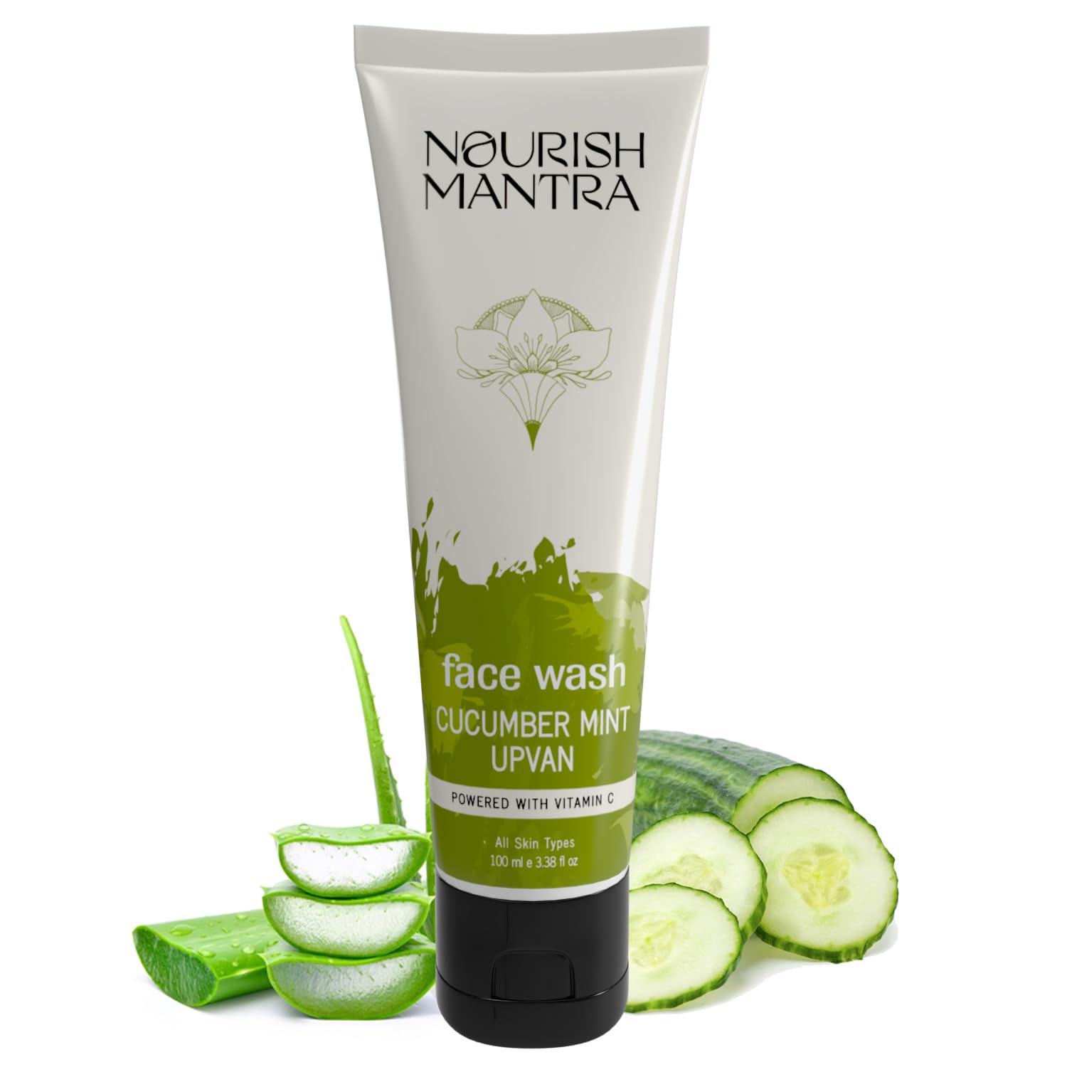 Nourish Mantra Cucumber Mint Upvan Face Wash (100ml) - Vitamin C, Cucumber & Niacinamide Infused | Gentle Cleanser for All Skin Types | Paraben & SLS/SLES Free | Hydrating & Refreshing for Daily Skincare Routine