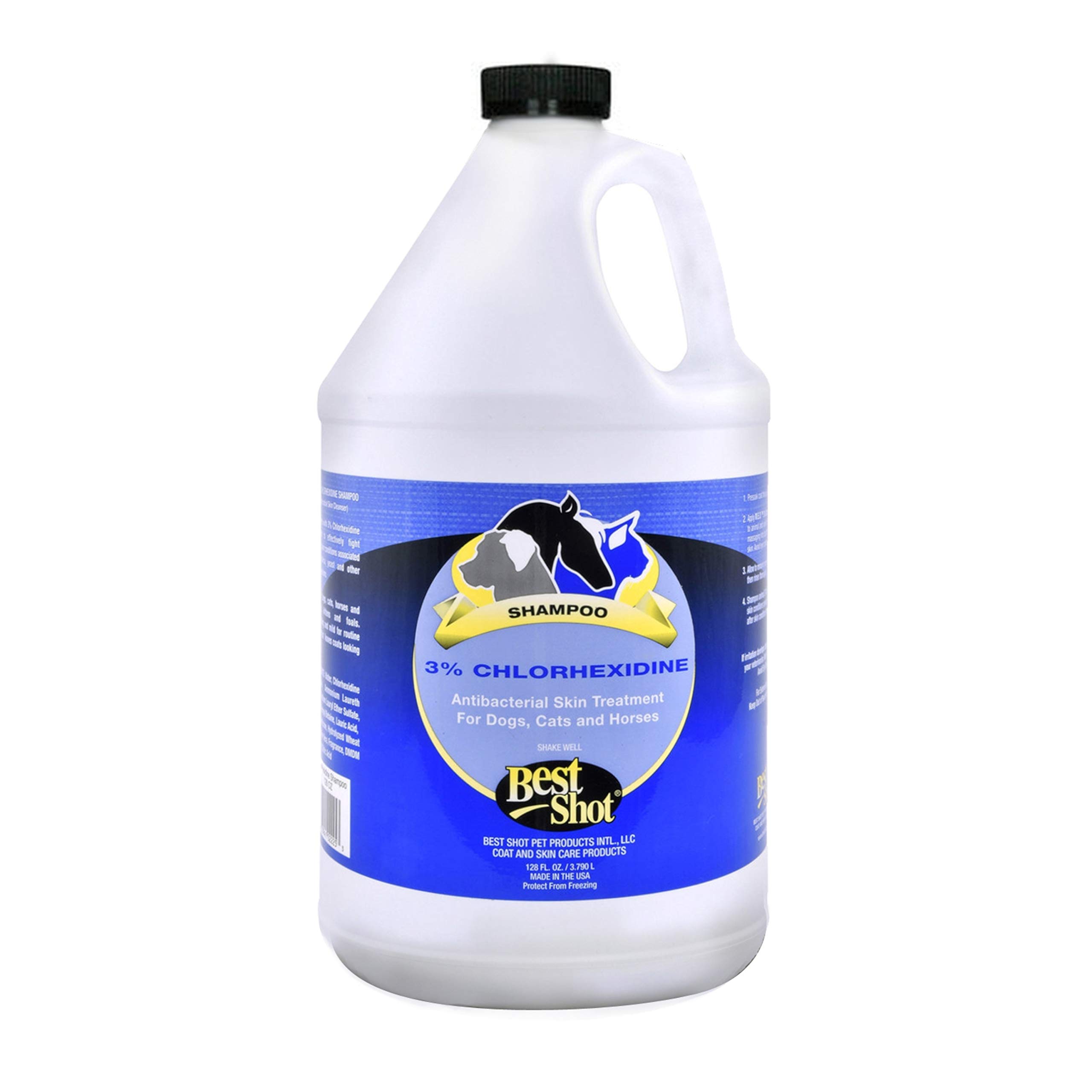 Best Shot M.E.D. Chlorhexidine Shampoo for Dogs & Cats - 1 Gallon Medicated Shampoo for Skin Infections, Hot Spots & Allergies | Veterinary Formula for Pet Grooming & Dermatitis Treatment