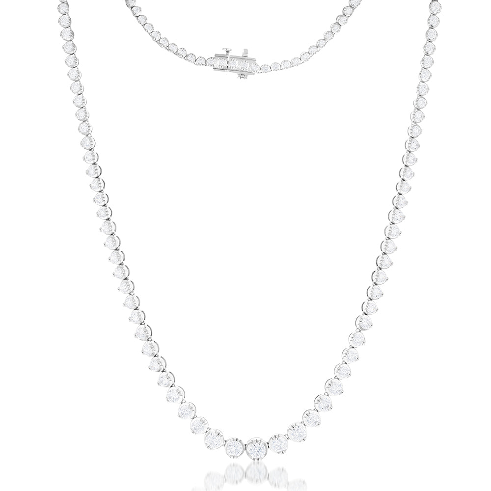 14K White Gold 10 Carat Diamond Necklace with 111 Brilliant Cut Diamonds - 43cm Chain Length for Women - Perfect for Weddings, Anniversaries & Special Occasions