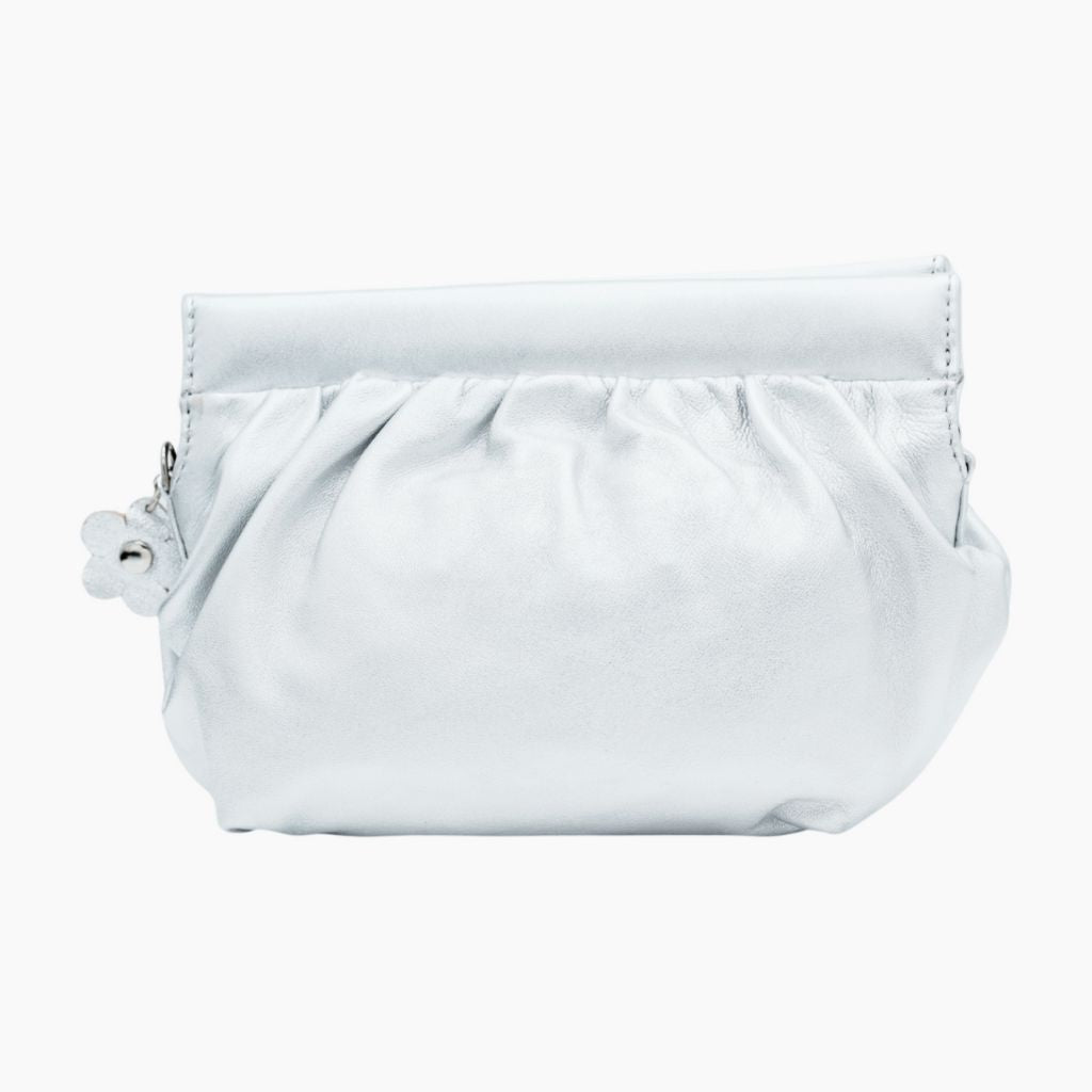 Unisa Silver Leather Clutch Bag for Women - Elegant Evening Clutch with Detachable Chain - Perfect for Parties, Weddings & Special Occasions