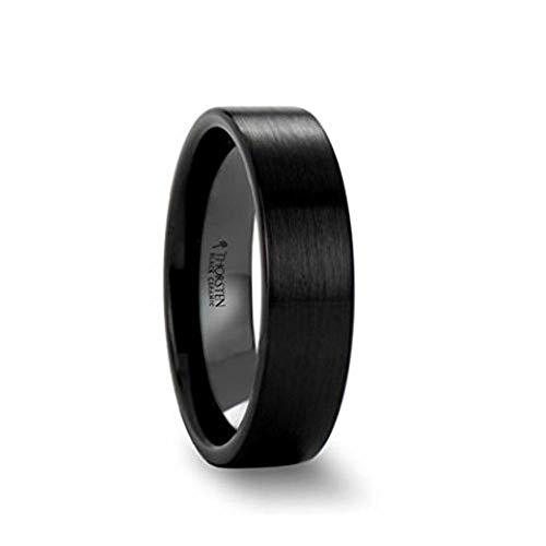 DRAKON 8mm Wide Black Ceramic Wedding Band Ring - Brushed Finish, Custom Inside Engraving - Perfect for Men's Jewelry, Anniversary Gifts & Couple Rings