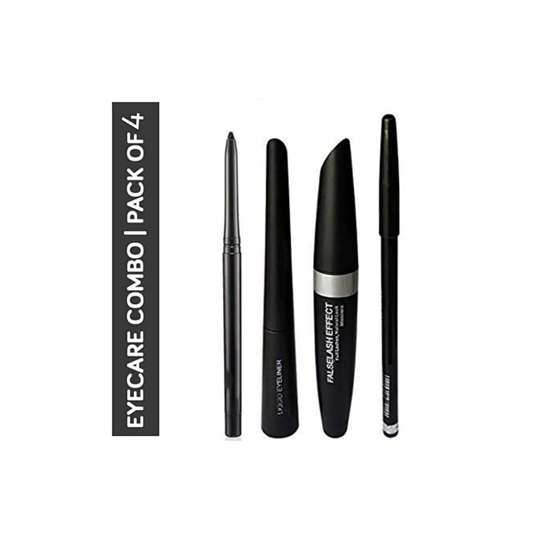SEYBLUSH Professional Gel Eyeliner & Eyebrow Pencil Set - Black Kajal Pencil & Mascara (4-Piece Kit) for Smokey Eyes & Perfect Brows | Makeup Essentials for Daily Use, Parties & Special Occasions