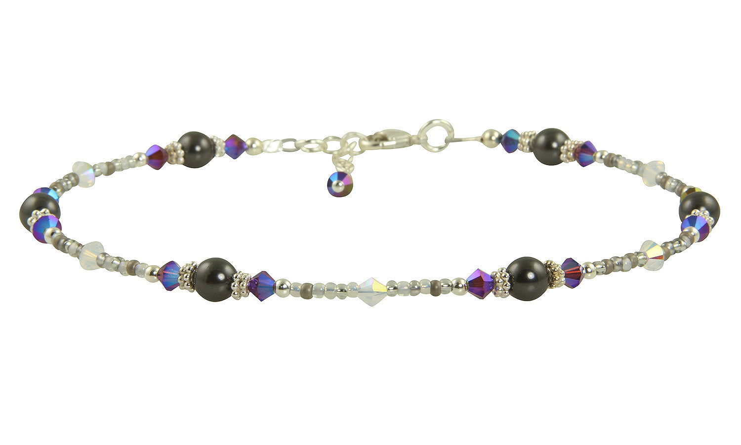 Elegant Shimmering Gray Crystal Beaded Anklet for Women - Stylish Bohemian Jewelry for Summer Outfits & Beach Vacations