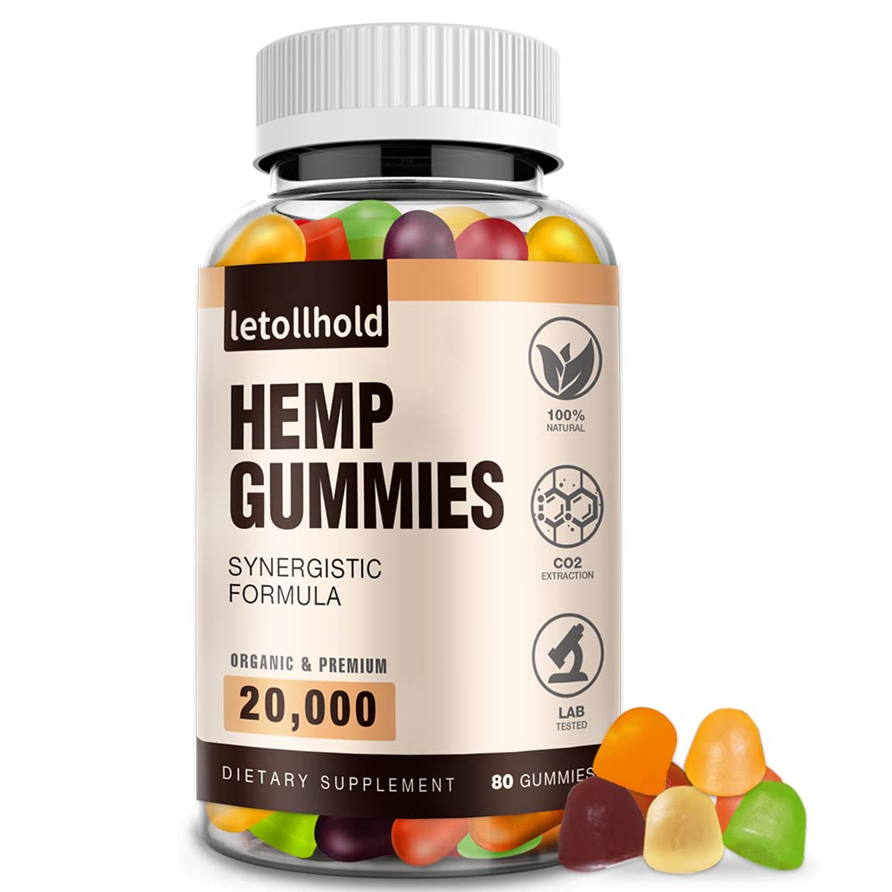 Premium Organic Hemp Gummies for Pain Relief & Anxiety Support - Maximum Strength CBD Extract for Inflammation, Stress, Sleep & Vaginal Dryness - Vegan, Natural Mood Calming Supplement (80 Count) - Perfect for Daily Wellness & Relaxation