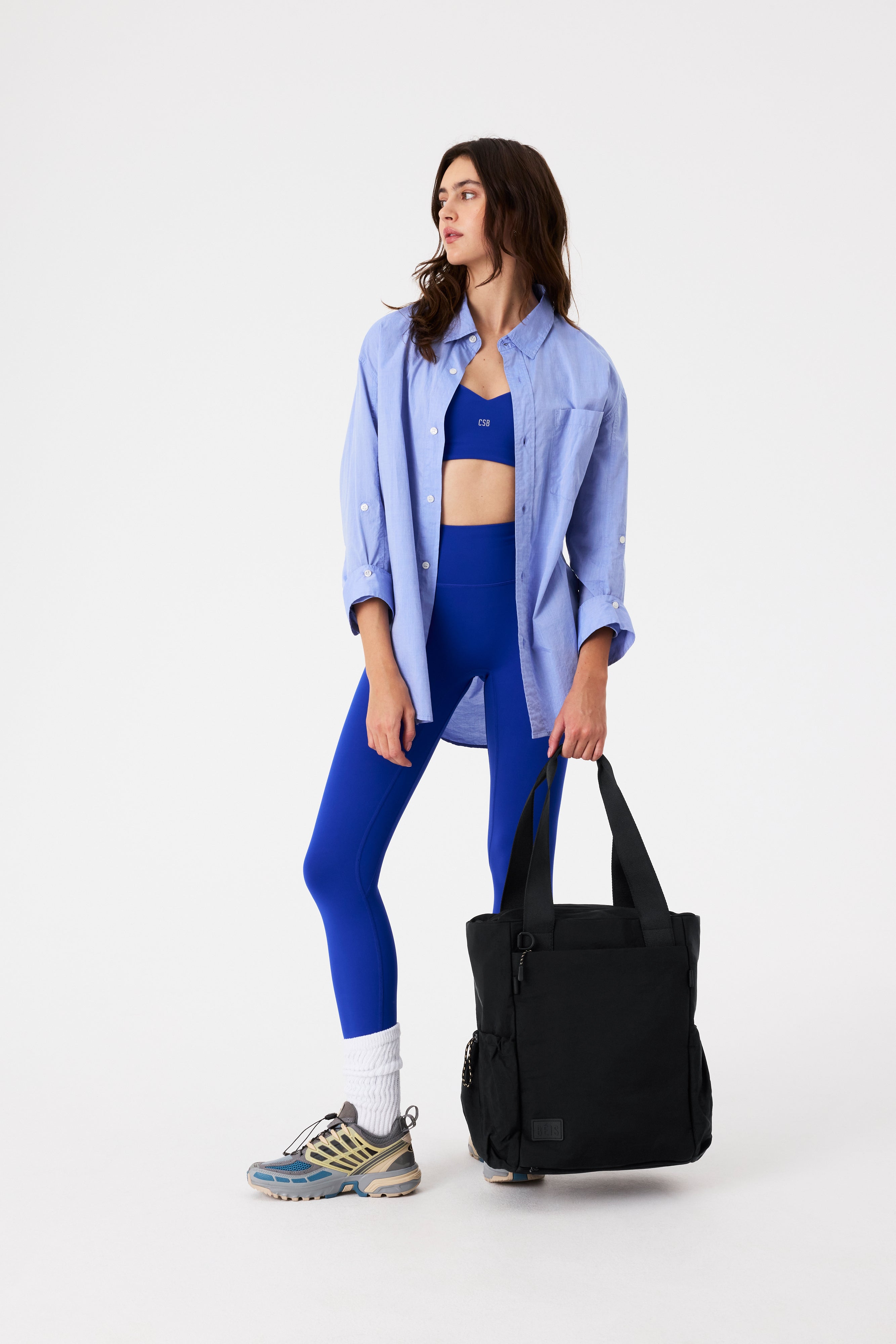 Premium Black Sport Tote Bag - Durable Gym & Yoga Bag with Pockets - Perfect for Workouts, Travel & Beach Day Essentials