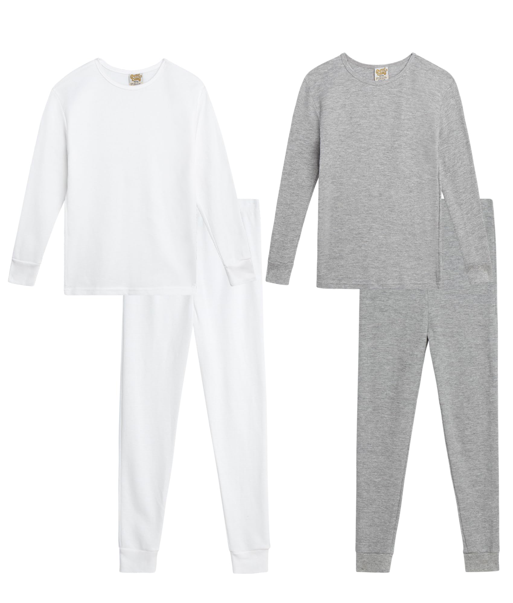 Sweet & Sassy Girls' Thermal Underwear Set - 4 Piece Waffle Knit Top & Long Johns for Toddlers & Kids | Warm Winter Base Layer for Outdoor Play & Snow Activities