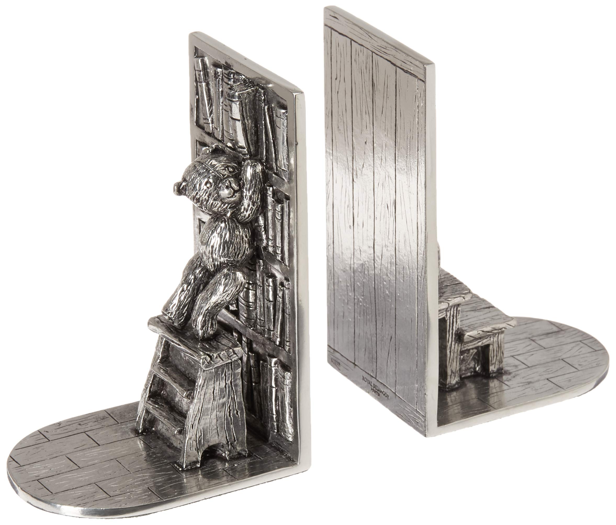 Royal Selangor Handcrafted Pewter Teddy Bear's Picnic Bookends - Elegant Library Decor, Perfect Gift for Book Lovers & Collectors - Ideal for Home Office, Study Room & Bookshelf Organization