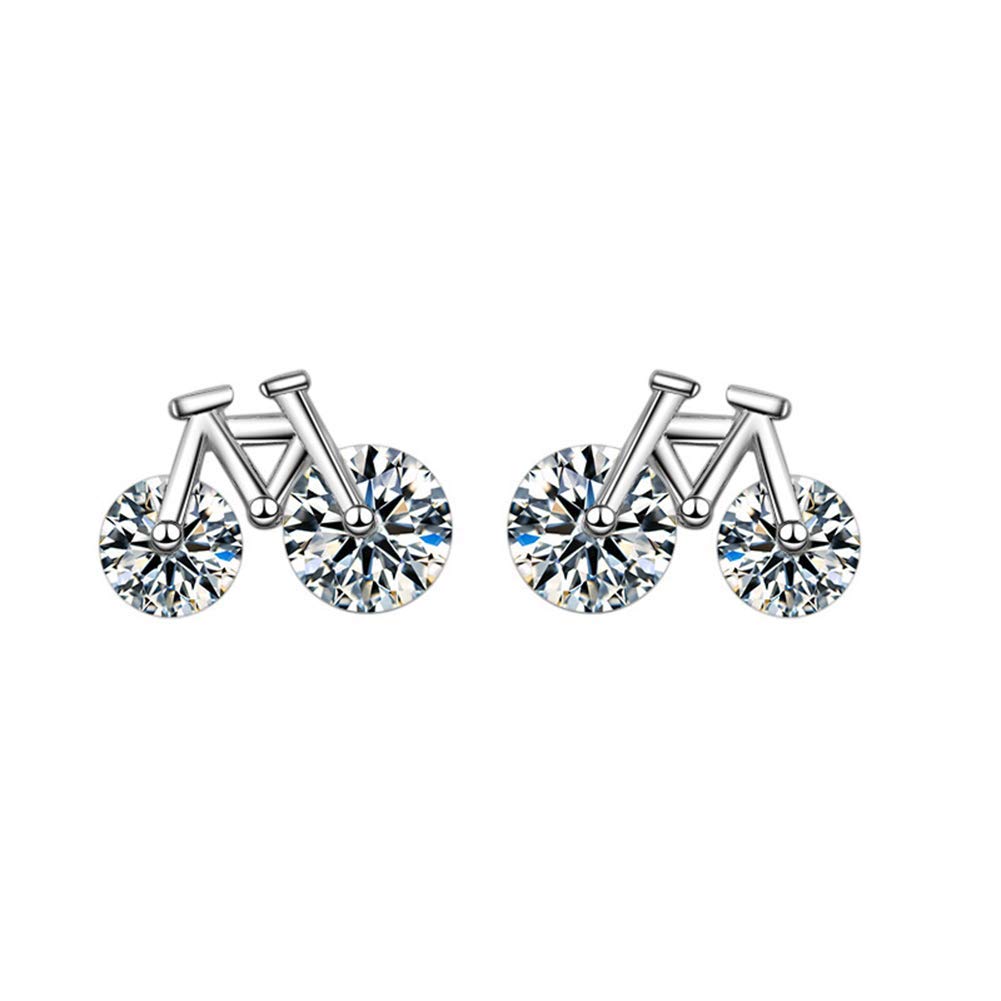 Stylish Rhinestone Bicycle Stud Earrings for Women - Trendy Pendant Charm Jewelry - Perfect Birthday Gift for Ladies & Girls - Comfortable & Eco-Friendly - Ideal for Casual Wear, Parties & Cycling Enthusiasts