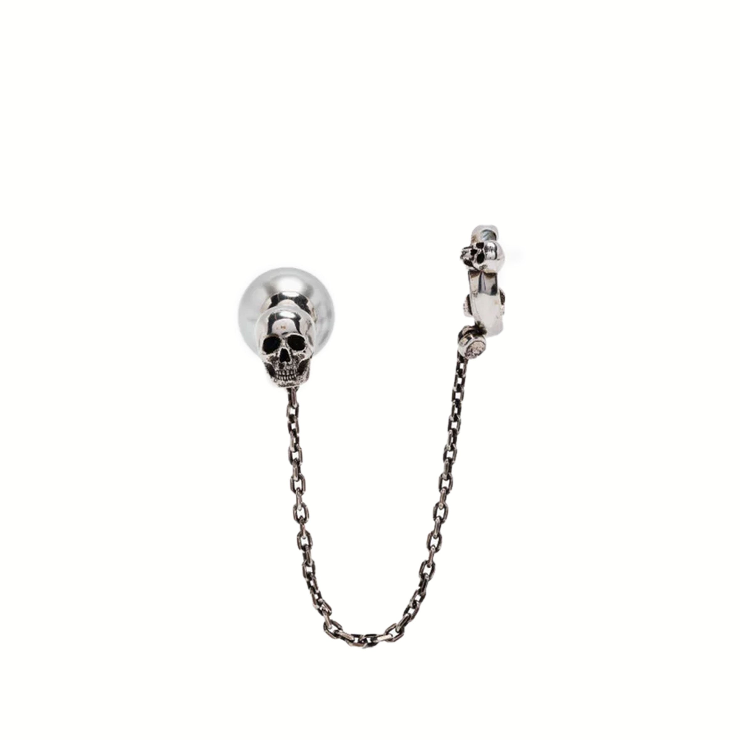 Pearl N Skull Ear Cuff - Silver Gothic Punk Jewelry for Women - Perfect for Concerts, Parties & Alternative Fashion