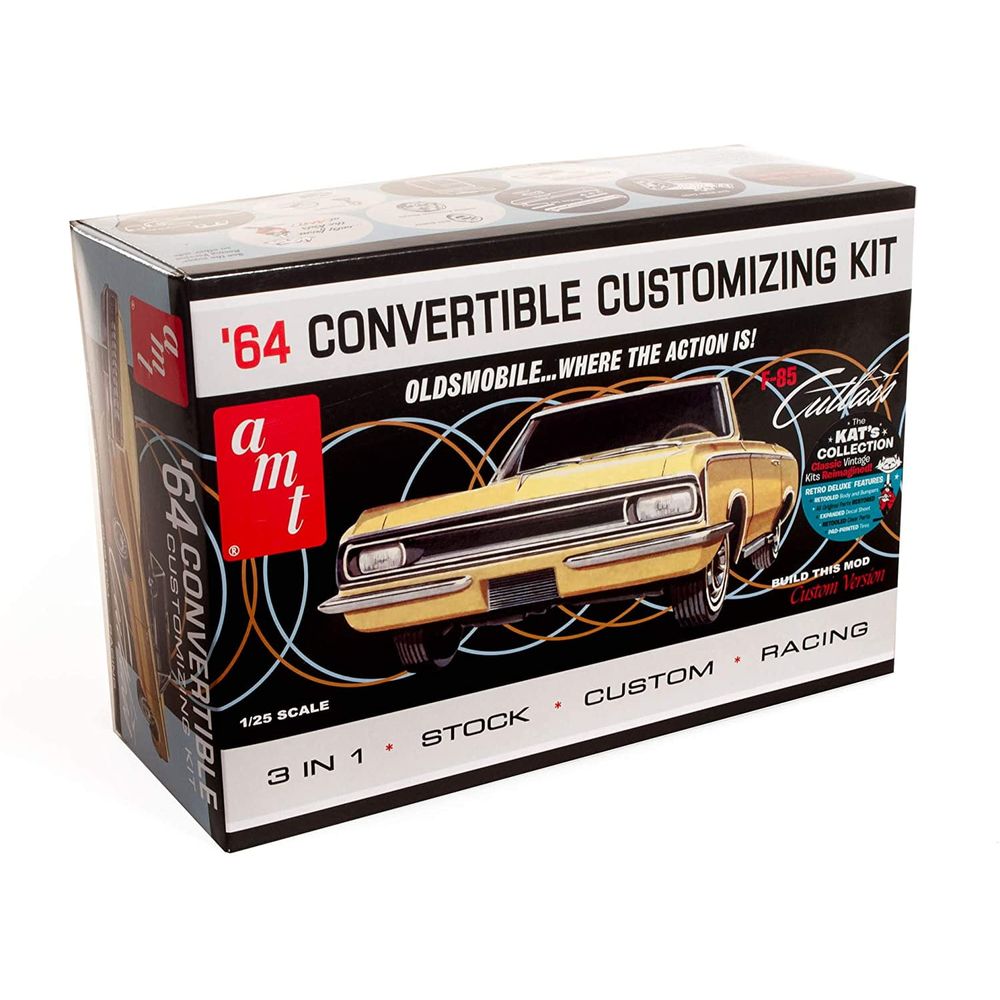 AMT AMT1200 1/25 Scale 1964 Oldsmobile Cutlass F-85 Convertible Model Kit - Classic Car Collectible for Hobbyists & Display