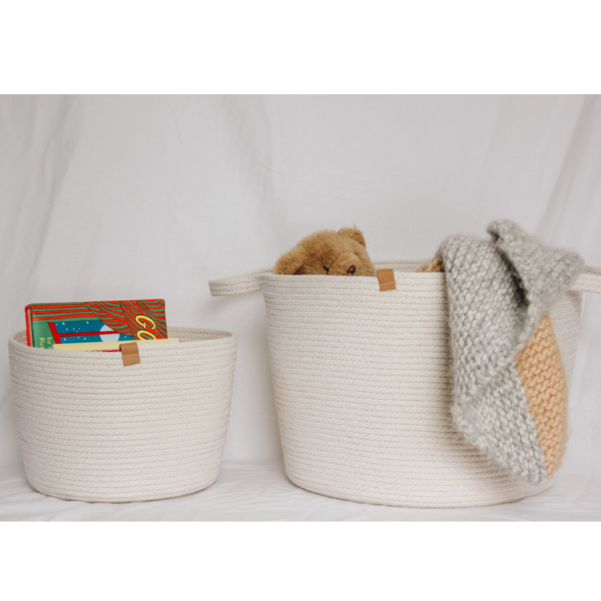 Handwoven Natural Fiber Basket Set - Medium & Large Size for Home Decor, Storage & Picnic Essentials | Eco-Friendly & Durable