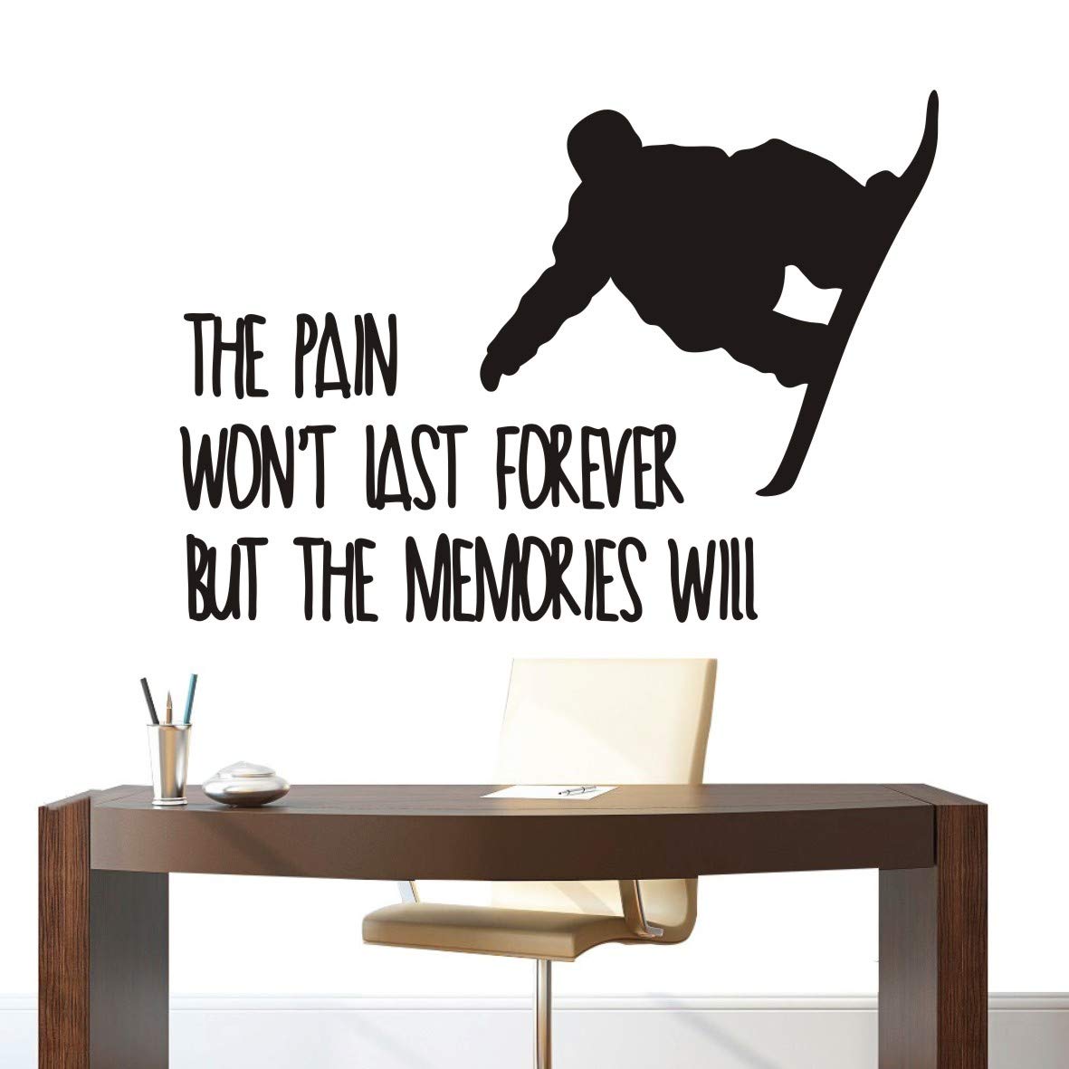 Snowboard Wall Sticker - Sports Decor for Boys - 57x80cm Black - Perfect for Bedroom & Game Room
