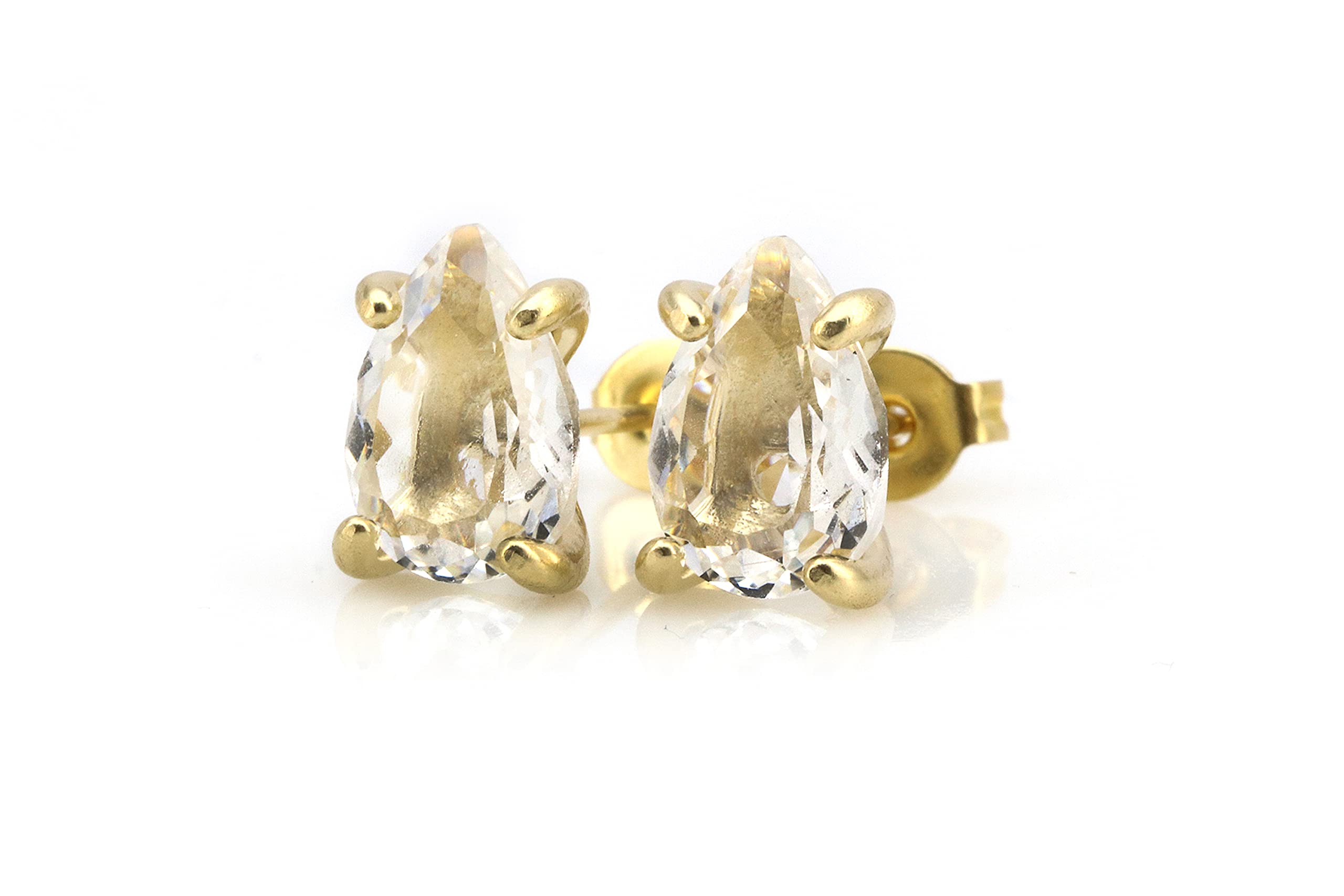 Sparkly Quartz Stud Earrings for Women - Gold Crystal Jewelry for Casual & Chic Outfits