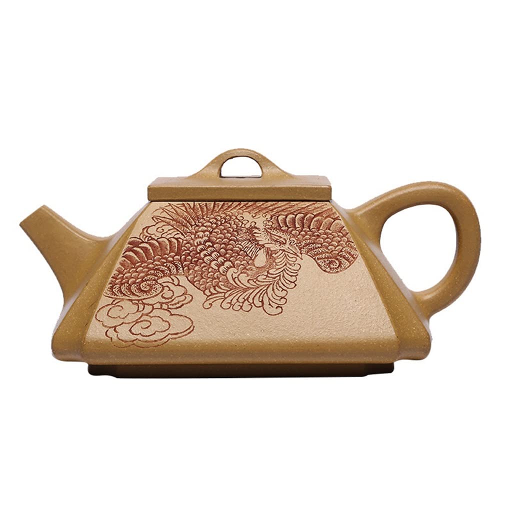 CCBUY 180ML Handmade Retro Square Purple Sand Teapot - Gold Clay Pot with Purple Sand Tea Set | Classic Chinese Tea Ceremony, Gongfu Tea Brewing, Home Decor & Gift for Tea Lovers