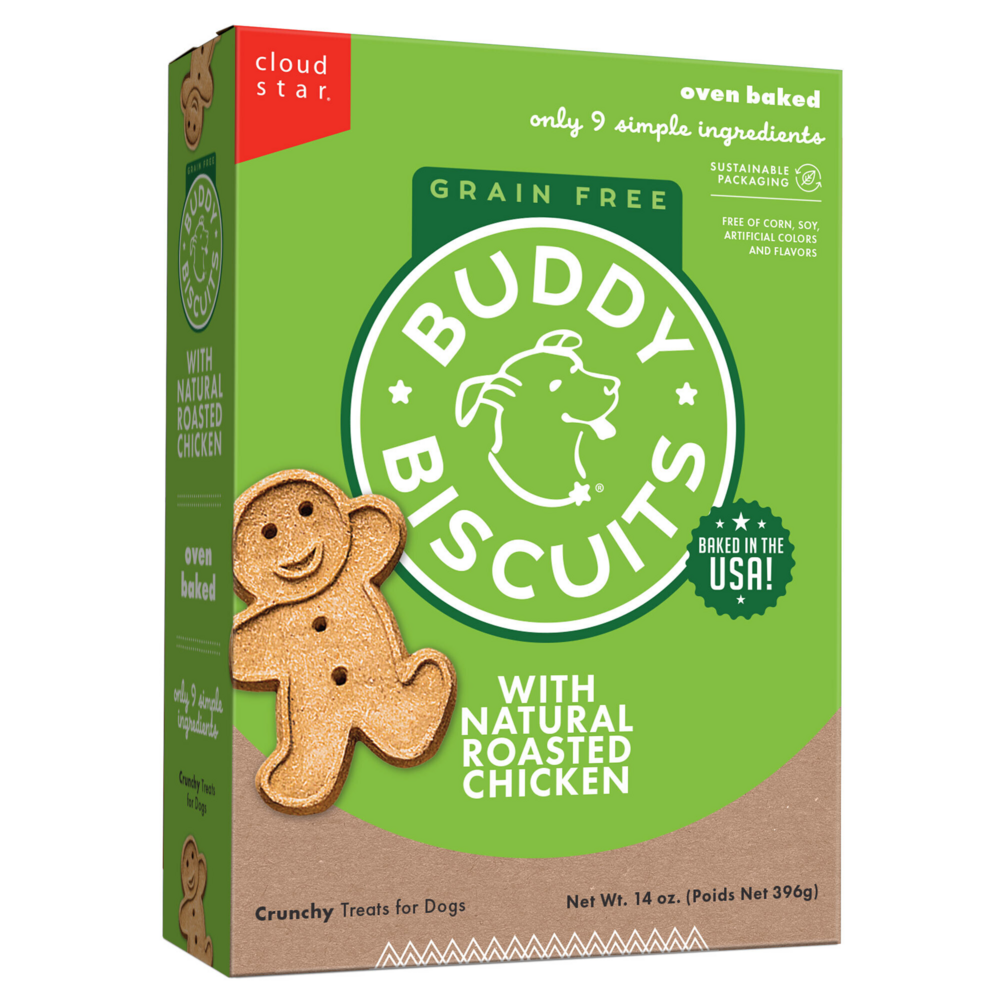 Buddy Biscuits Crunchy Roasted Chicken Dog Treats - Healthy Natural Dog Snacks for Training, Rewards & Dental Care - Perfect for Small, Medium & Large Breeds