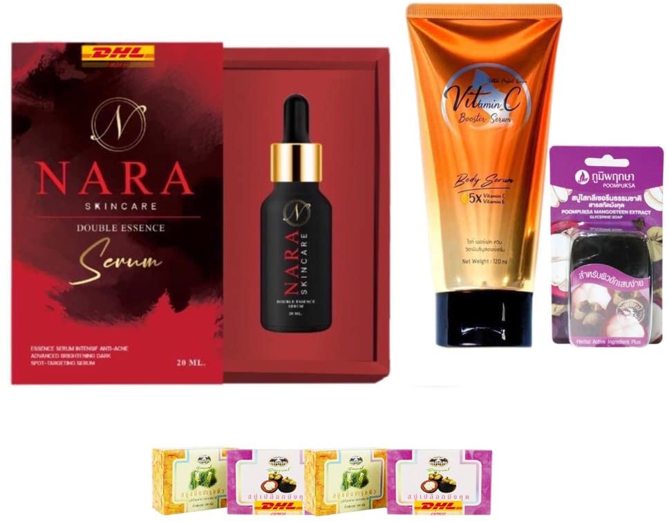 G-8996 Nara Skincare Double Essence Serum 20ml with Queen Ginseng & Vitamin C - Brightening & Anti-Aging Face Treatment - Fast DHL Shipping - Perfect for Daily Skincare Routine & Nighttime Regimen