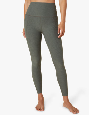 Women's High Waisted Midi Leggings - Spacedye Out of Pocket Yoga Pants for Workout, Running & Lounge Wear