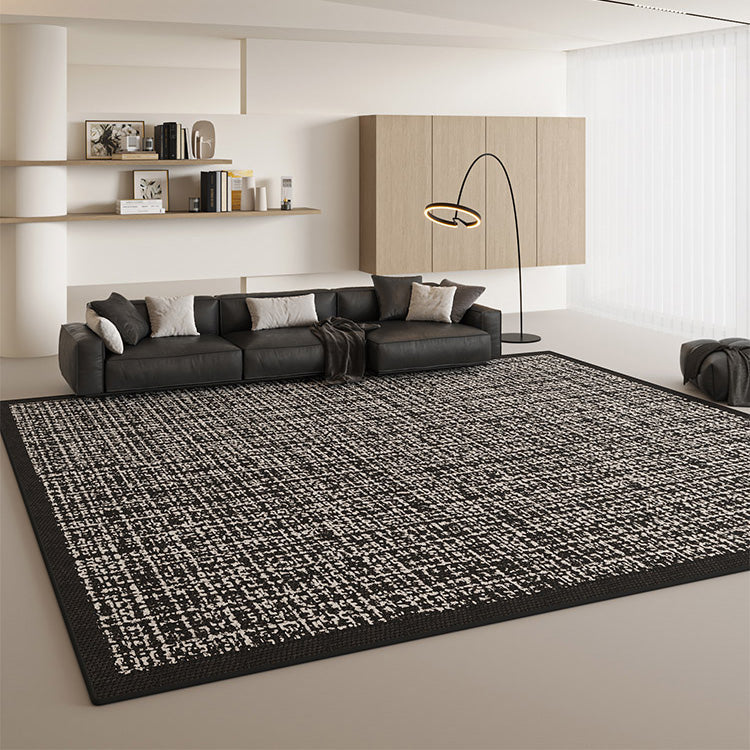 Black Mesh Grid Rug - Modern Elegant Non-Slip Area Rug for Living Room, Bedroom & Office - Contemporary Home Decor