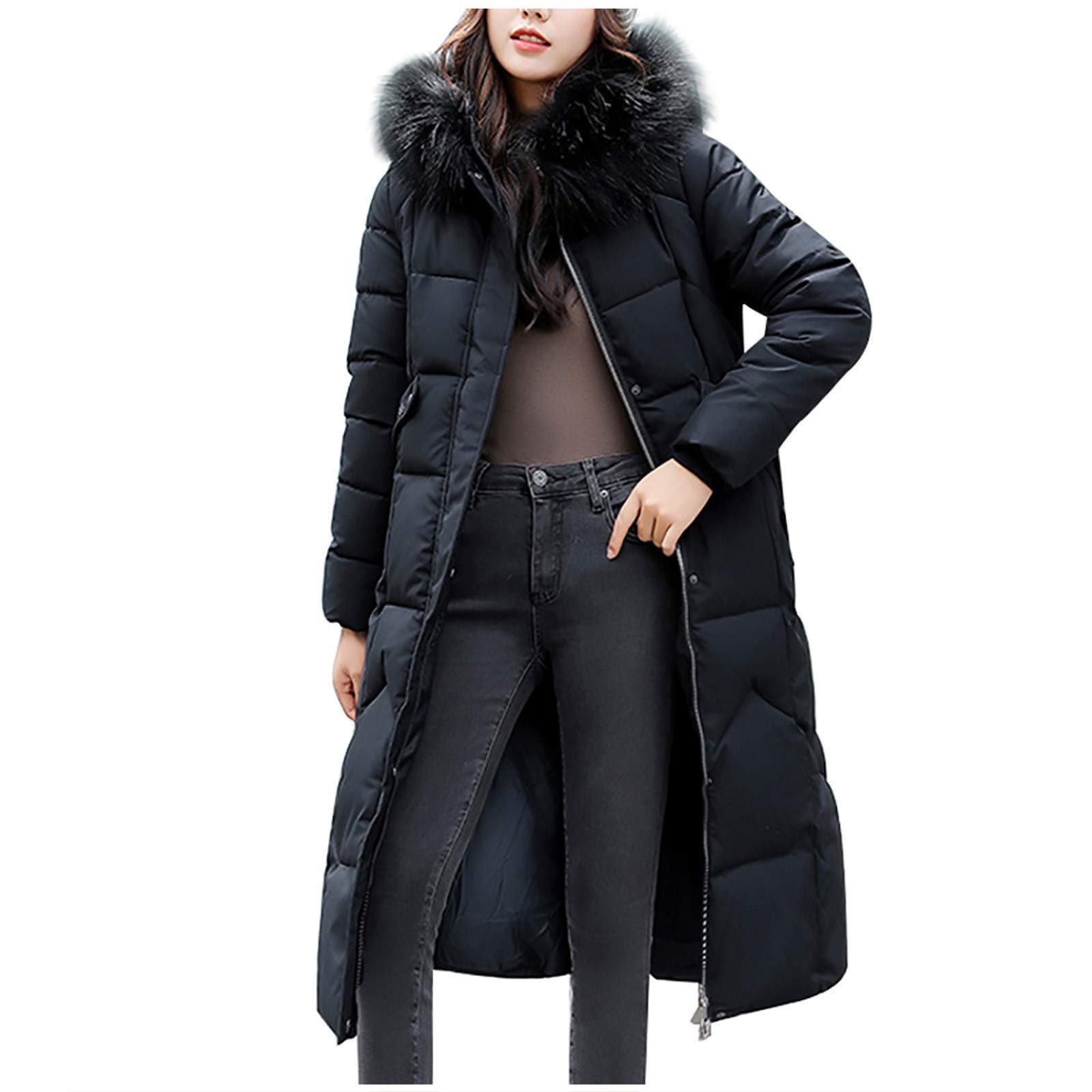 Miximx Women's 2022 Fall Fashion Tops - Trendy Button Down Trench Pea Coat with Long Sleeves & Faux Fur Trim | Perfect for Autumn Layering, Office Wear & Casual Outings