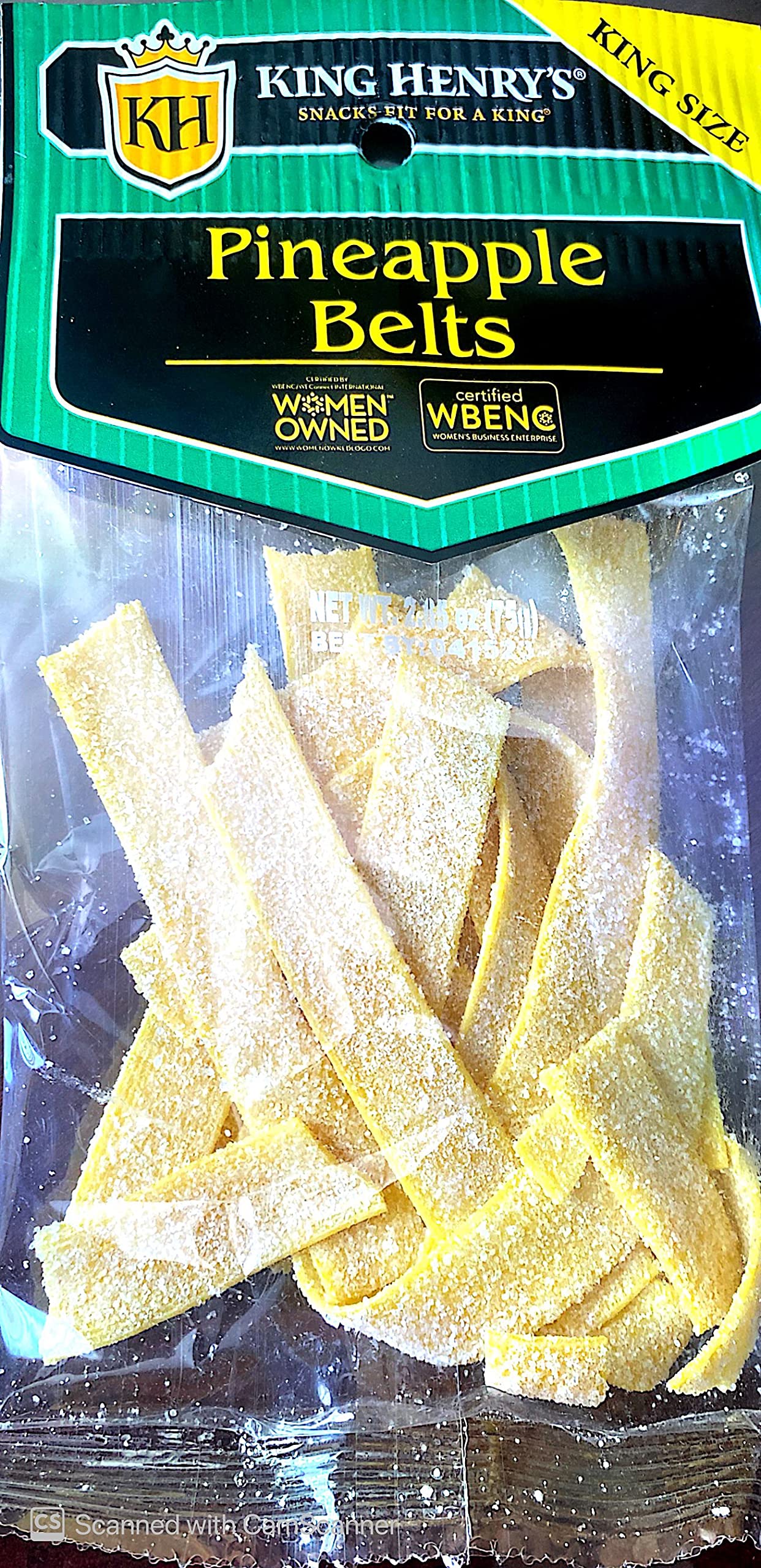 King Henry's Sour Pineapple Candy Belts - King Size 32oz (Pack of 12) - Sweet & Tangy Tropical Fruit Snacks - Perfect for Movie Nights, Road Trips & Party Favors