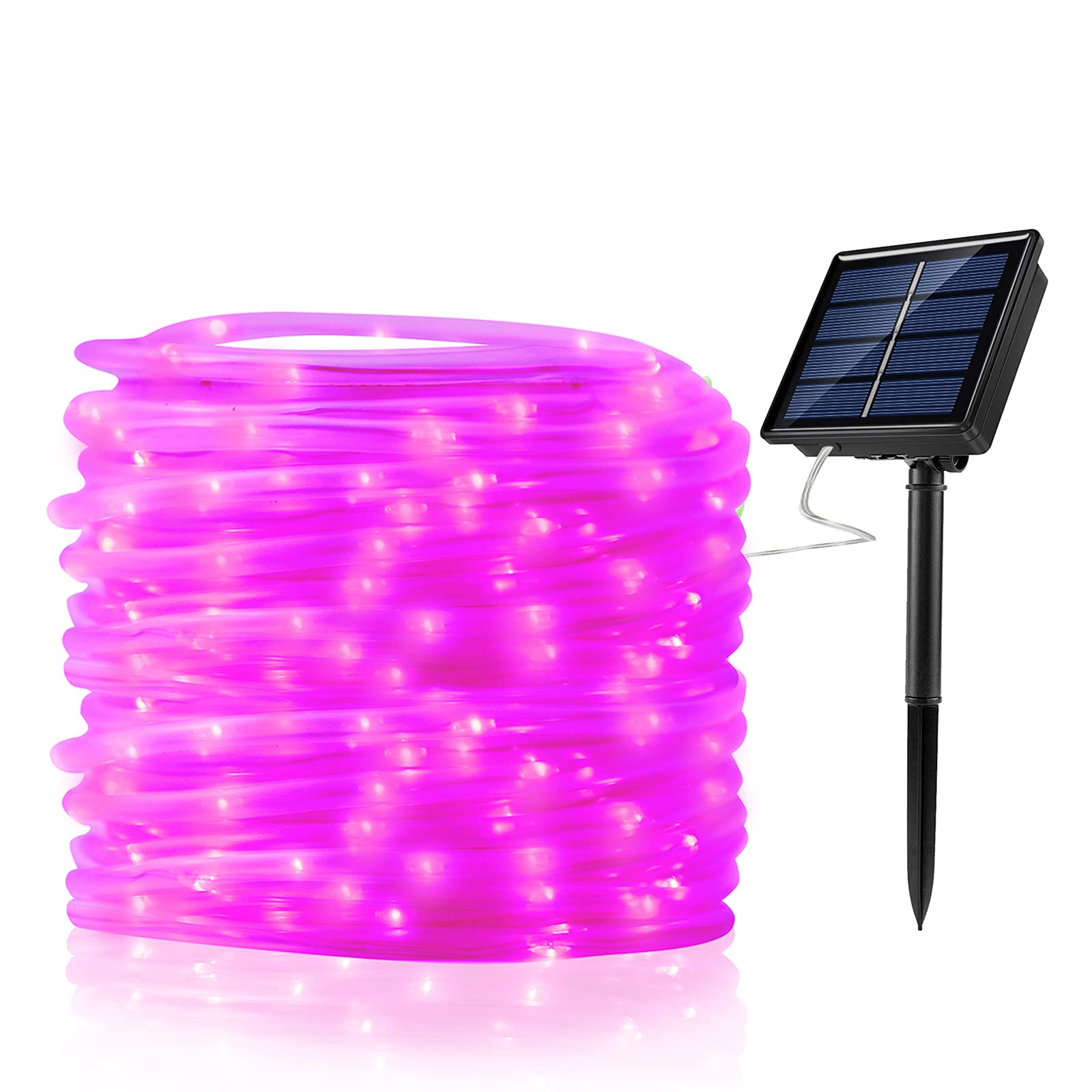 Oluote 66ft 200 LED Solar String Lights Outdoor Waterproof - Pink Rope Lights with Solar Panel for Garden, Patio, Yard, Christmas, Halloween, Independence Day Party Decorations | Perfect for Backyard, Wedding, Landscape Lighting