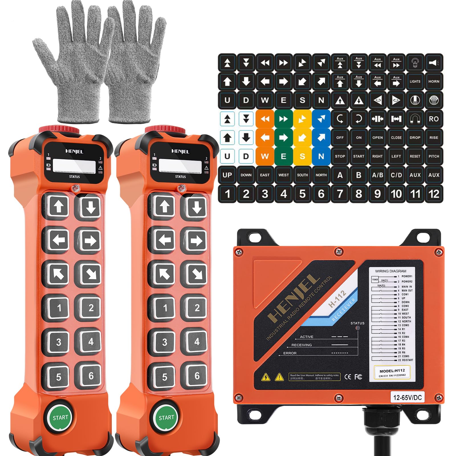 12 Channel Wireless Crane Remote Control with 2 Transmitters - Industrial Radio Hoist Controller for Overhead, Bridge & Gantry Cranes (12V/24V/36V Receiver) - Perfect for Construction Sites, Warehouses & Heavy Lifting Operations