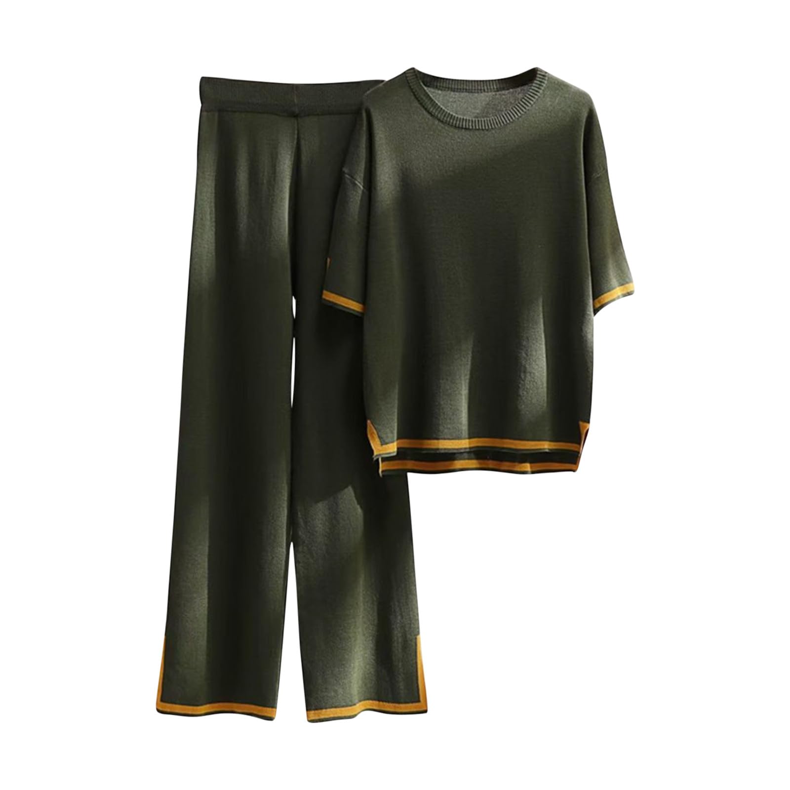 Women's 2-Piece Co Ord Sets - Soft Silk Feel Oversized Knit Pullover & Wide Leg Lounge Pants | Casual Elegant Tracksuit for Homewear, Loungewear & Street Style Outfits