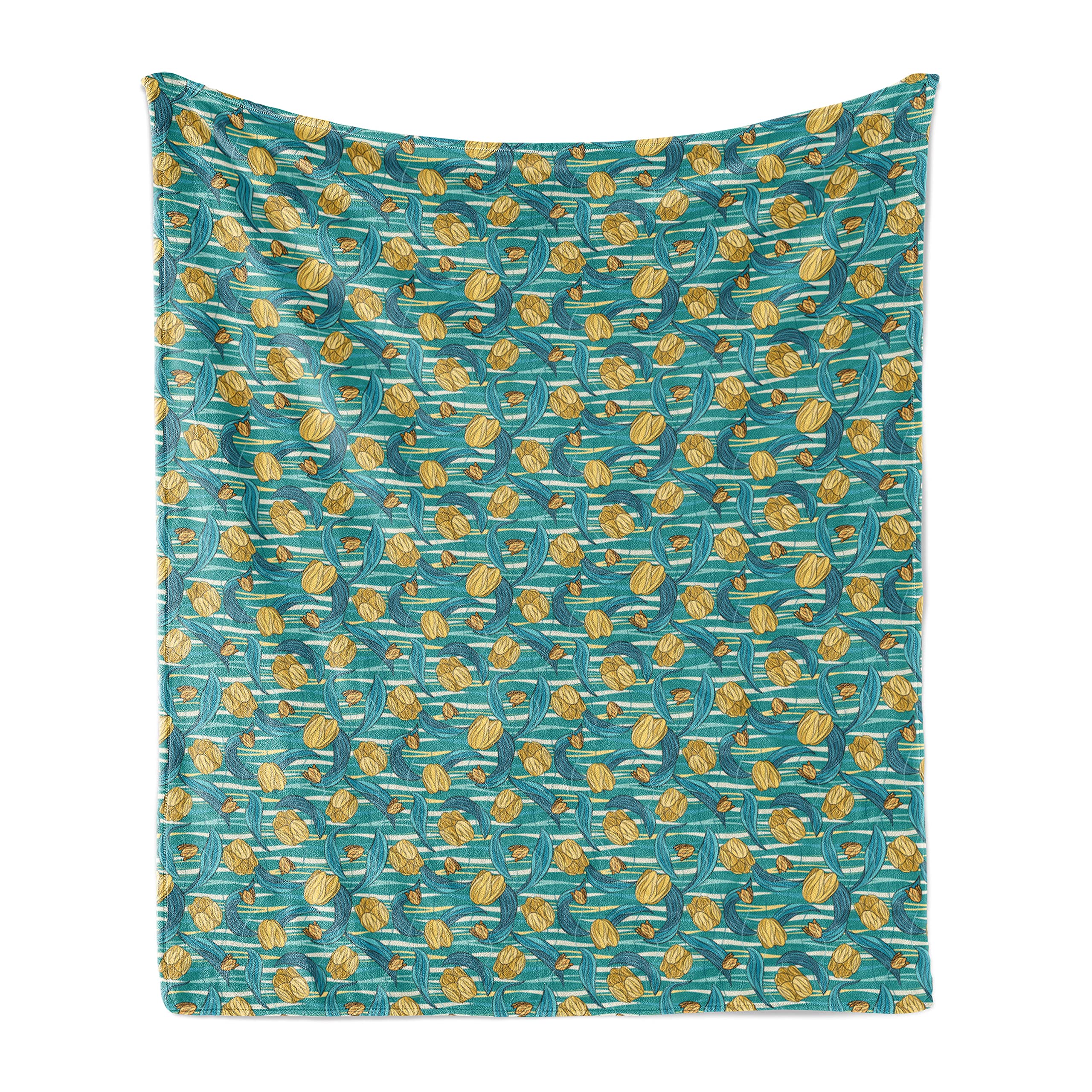 Ambesonne Floral Throw Blanket - Soft Fleece Couch Cover with Tulip Flowers Design, 60