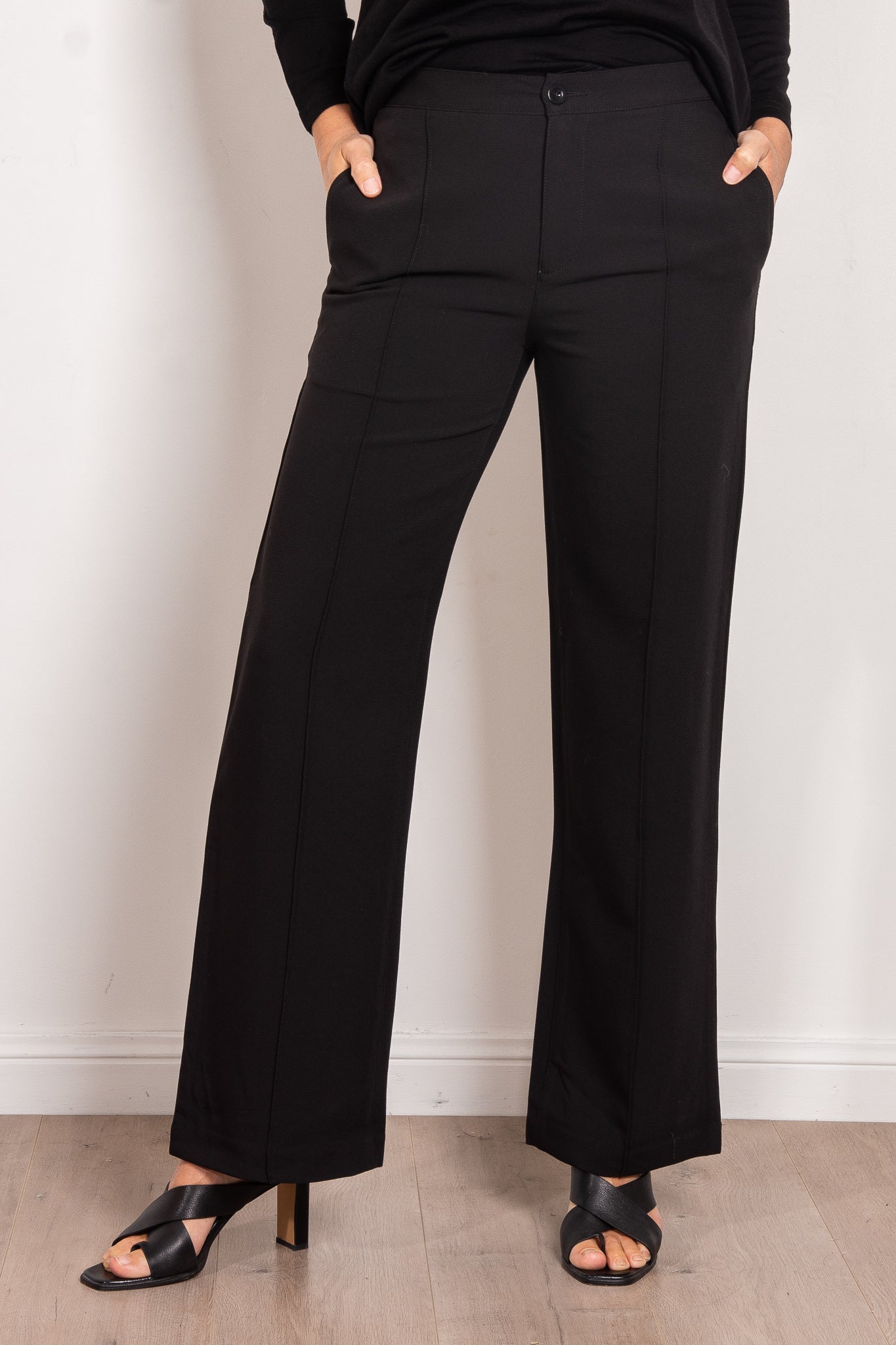 Vassalli Women's Wide Leg Ponte Dress Pants - Comfortable Stretch Work Pants for Office & Business Casual Wear
