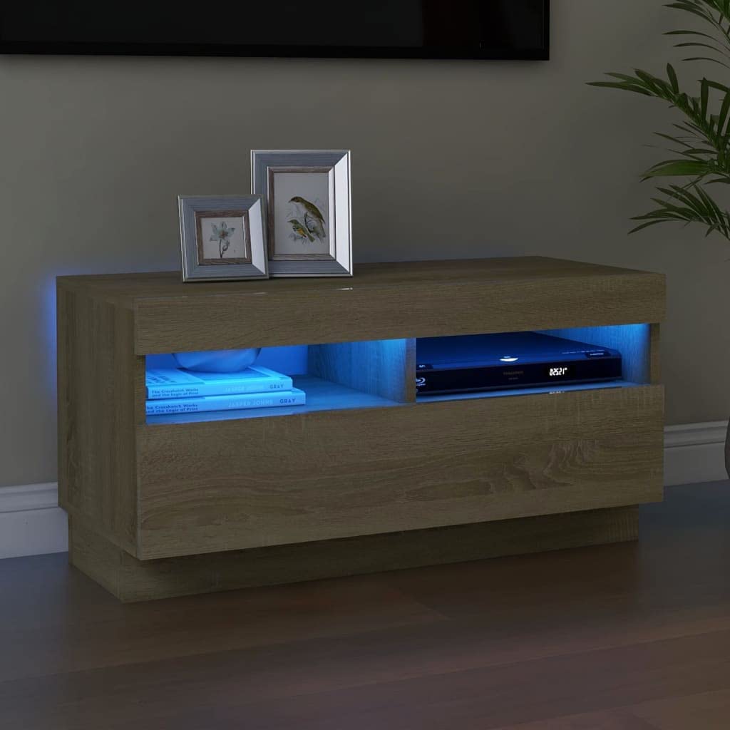 Mid Century Modern TV Stand with LED Lights - 32
