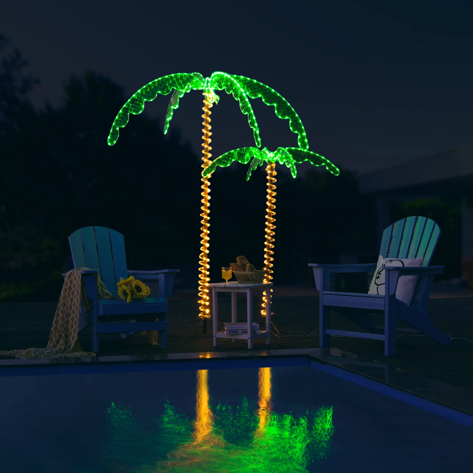 LED Palm Tree with 504 Warm White Lights - 6ft Outdoor/Indoor Artificial Rope Light Decor for Patio, Backyard, Poolside, Garden, Holiday & Tropical Party Decoration | Weatherproof & Energy Efficient