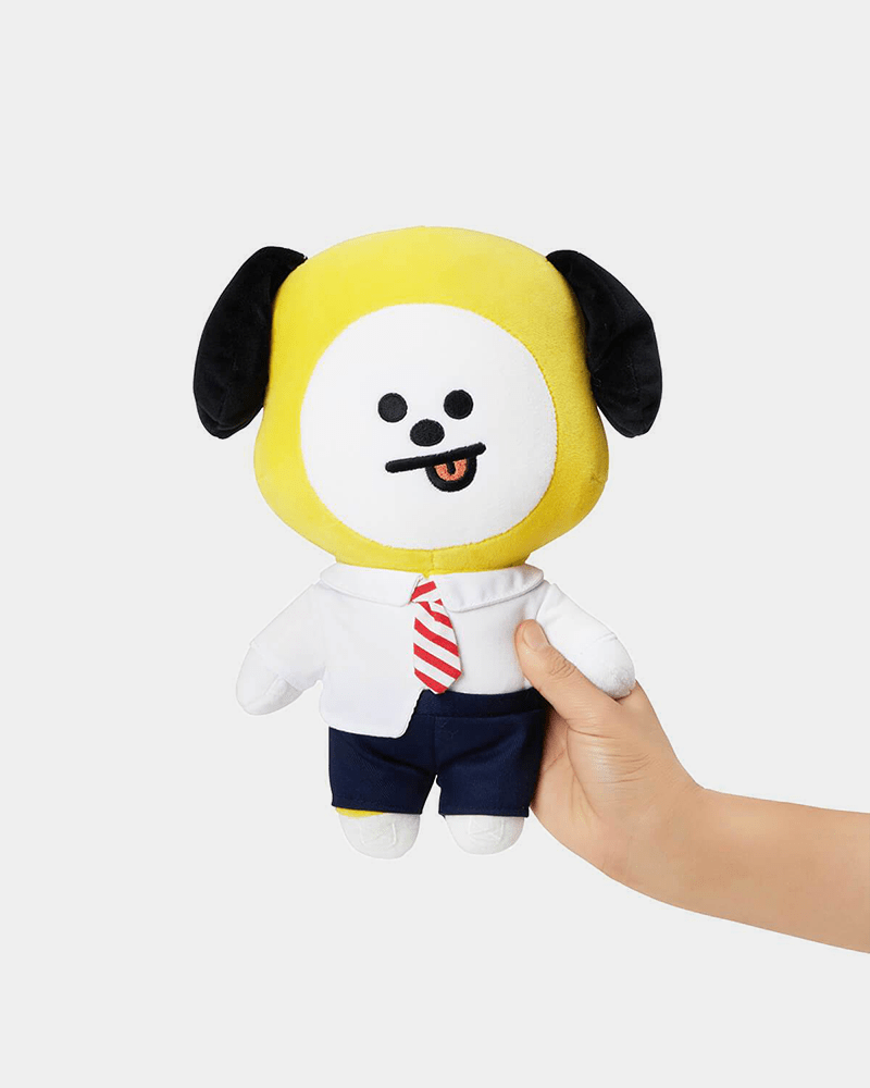 BT21 CHIMMY After School Standing Doll - Cute Korean Character Plush Toy for BTS Fans, Room Decor, and Gift Giving - Perfect for Collectors, K-Pop Lovers, and Home Decoration