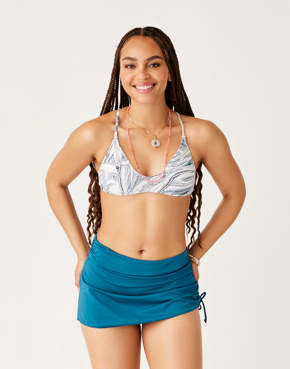 Hoku Swim Skirt - Women's High Waisted Bikini Bottom with Skirt Cover - Azul Blue - Perfect for Beach, Pool & Water Sports