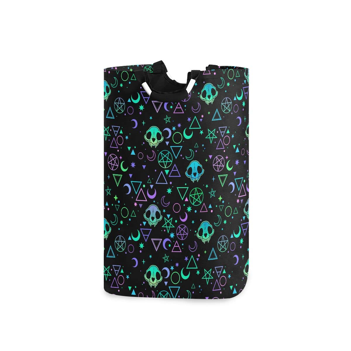 Magic Skulls Foldable Laundry Bag with Handles - Collapsible Laundry Basket & Hamper for Bathroom Organization, Laundry Room Storage & Decor - Perfect for Small Spaces, Dorm Rooms & Travel