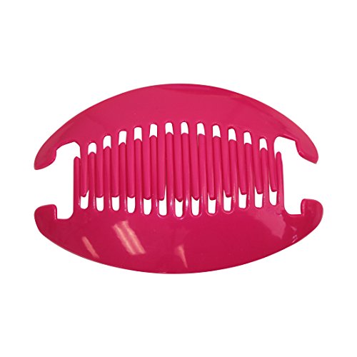 Hot Pink 6.5 Inch Banana Clip Hair Clincher - Interlocking Double Side Hair Comb for Women, Girls - Perfect for Ponytails, Bun Hairstyles & Everyday Hair Accessories