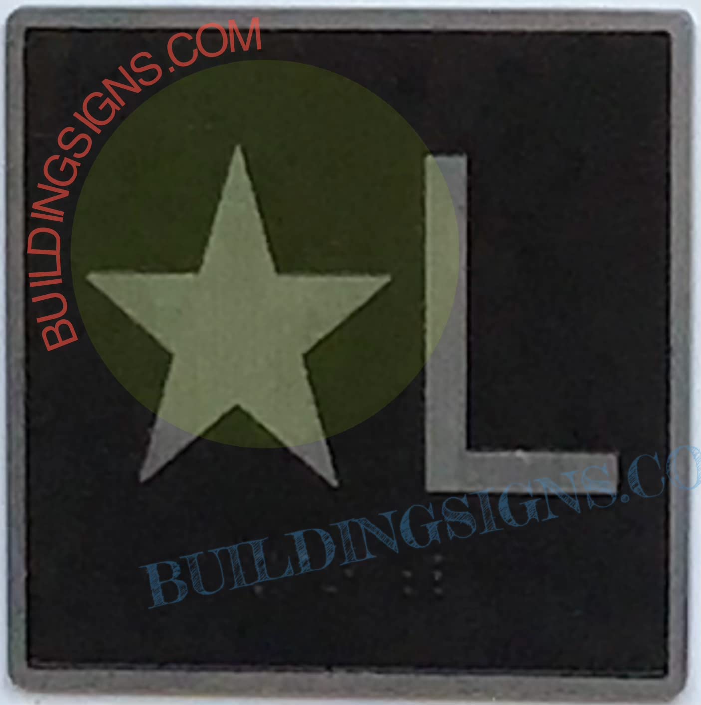 Cast Iron Elevator Floor Number Star L Sign - 4x4 Inch Black Background Jamb Plate for Elevators - Durable & Decorative - Perfect for Office Buildings, Hotels, and Commercial Spaces