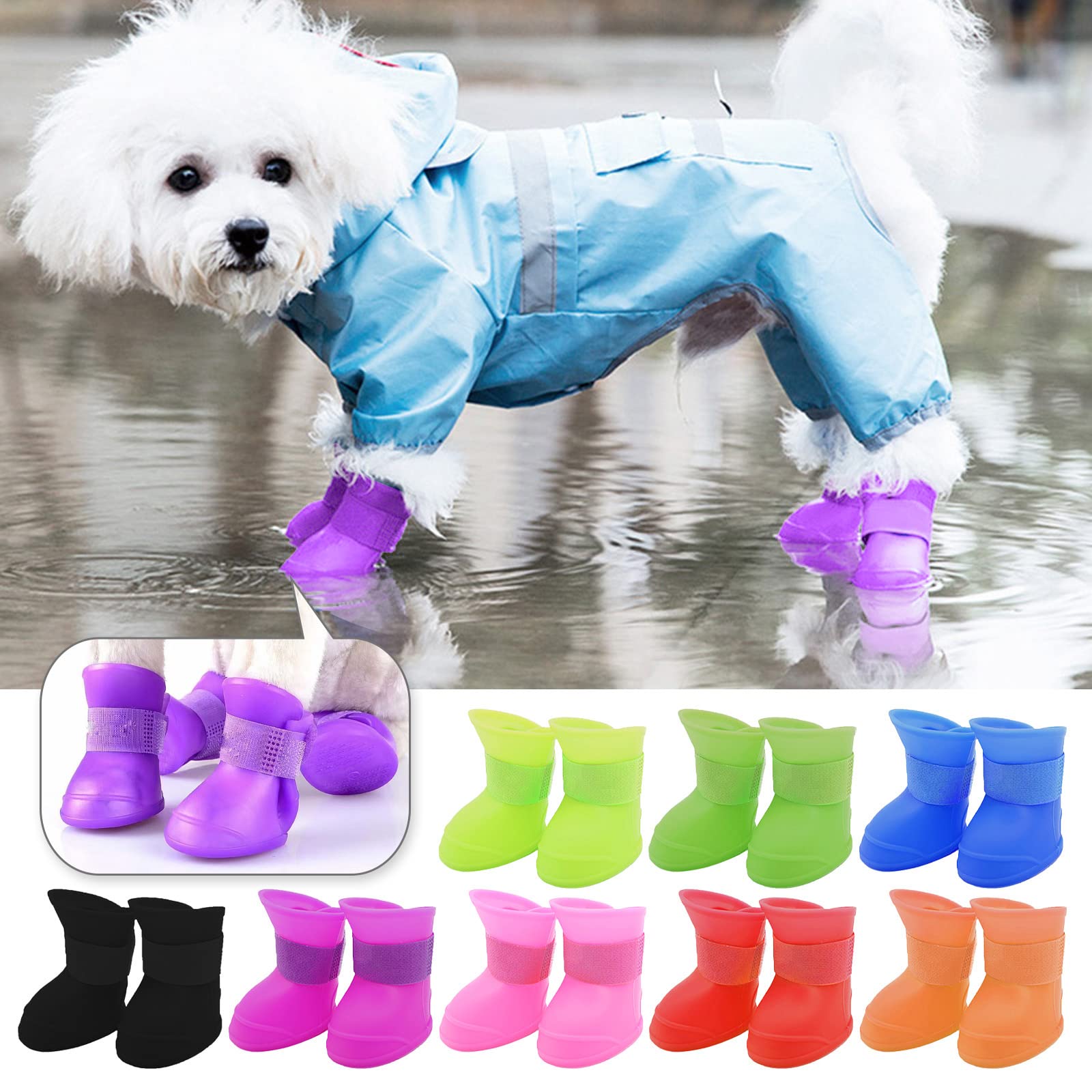 Waterproof & Breathable Dog Boots with Adjustable Straps - Anti-Slip Silicone Dog Shoes for Small, Medium & Large Dogs - Perfect for Spring, Summer Hiking, Walking & Outdoor Adventures
