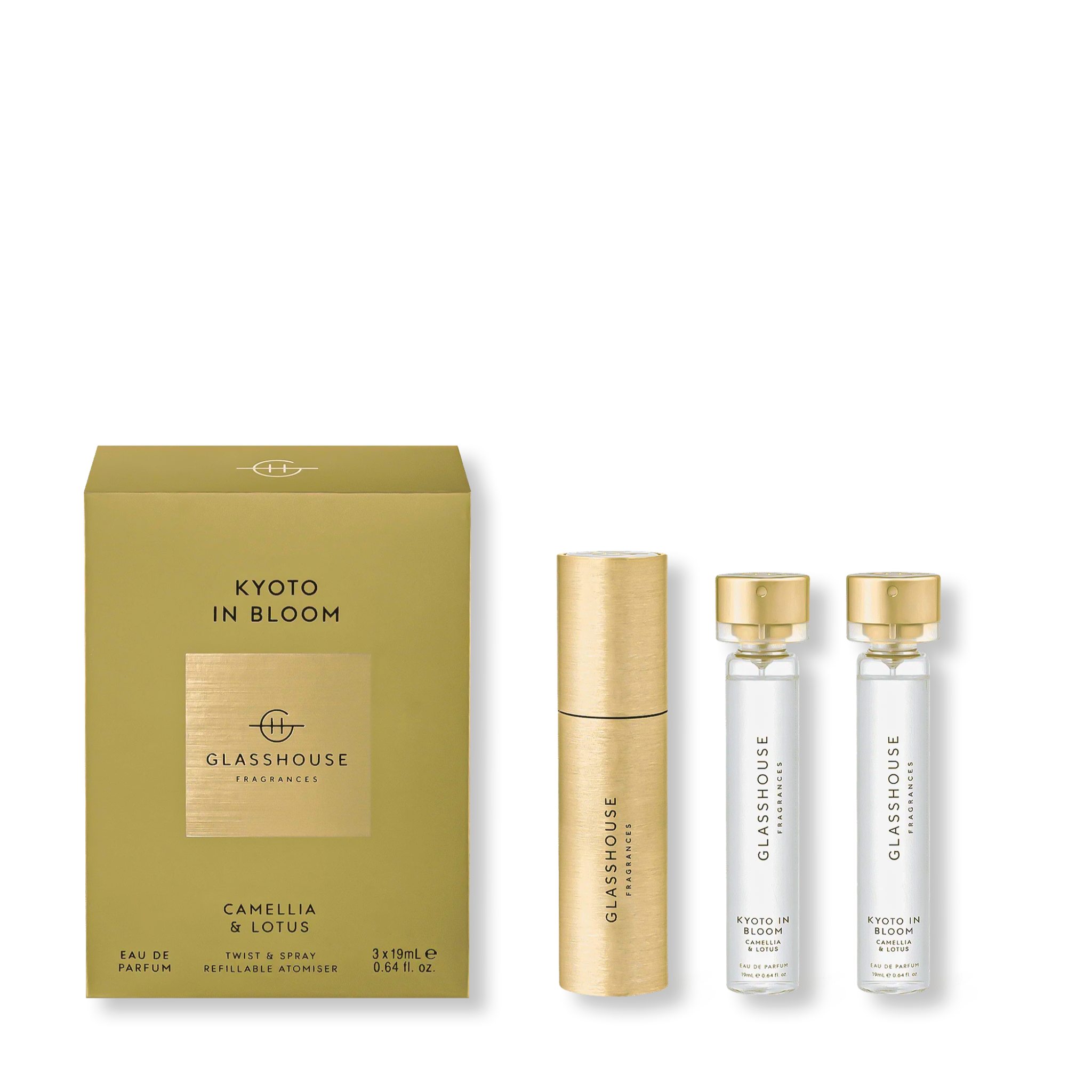 Glasshouse Fragrances Kyoto in Bloom Eau de Parfum Set - Floral Scented Perfume Gift for Women, Luxury Home & Office Fragrance