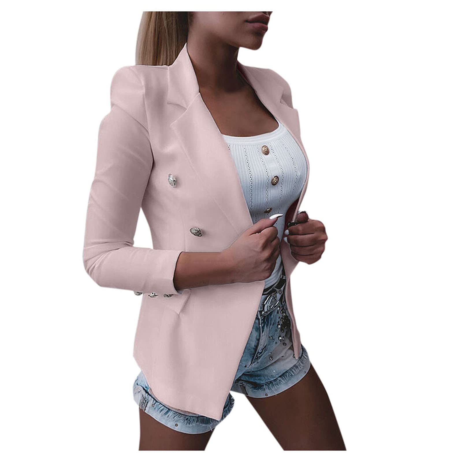 Plus Size Blazer for Women - Autumn Winter Cardigan with Pockets & Long Sleeves | Fleece Shirts for Work, Office & Casual Outfits | Warm & Stylish Outerwear