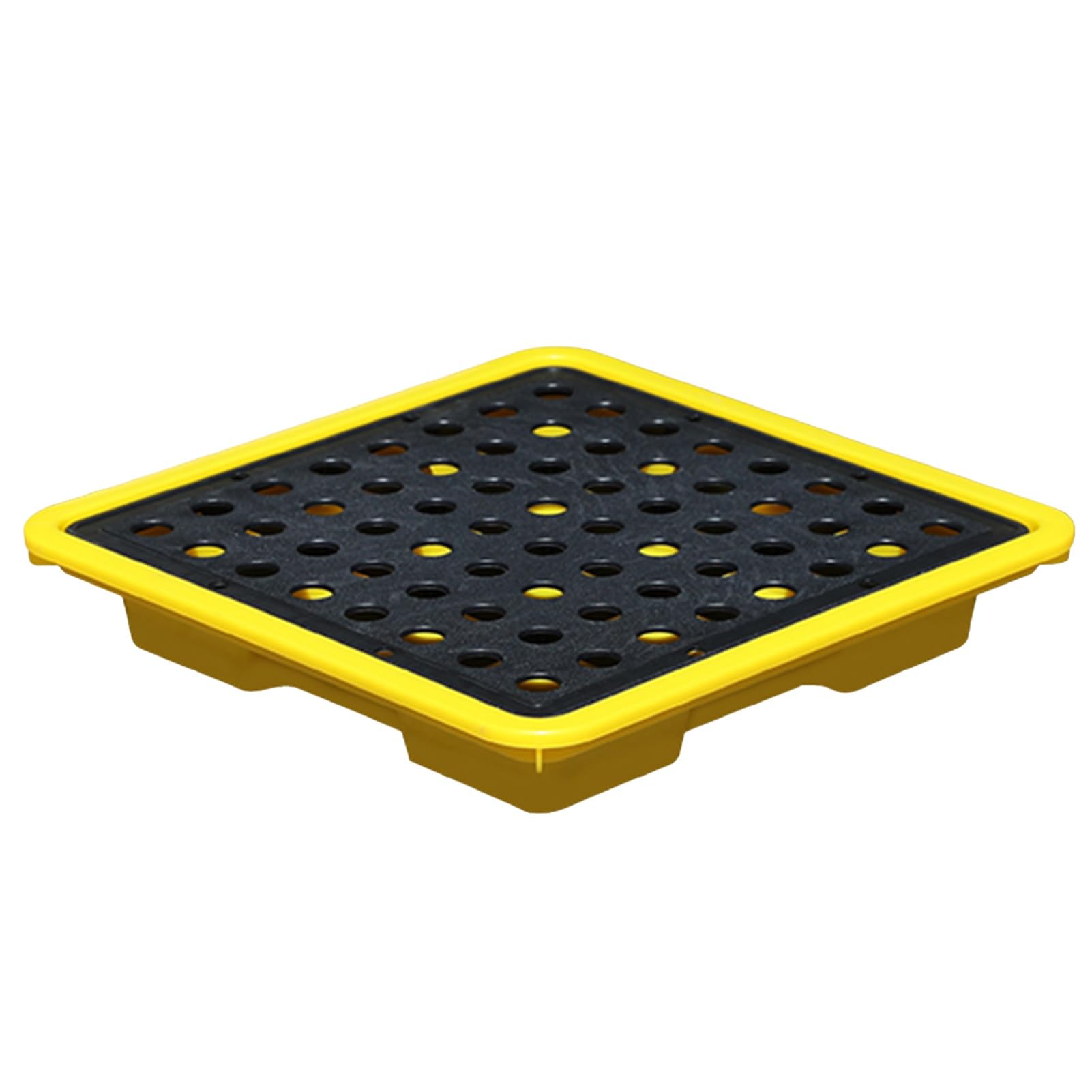 Heavy-Duty Modular Spill Containment Platform - 33x33x5.8cm Polyethylene Leakproof Tray for Industrial Use | Stackable Oil Drum & Paint Bucket Pallet | Warehouse, Factory & Workshop Spill Protection Solution
