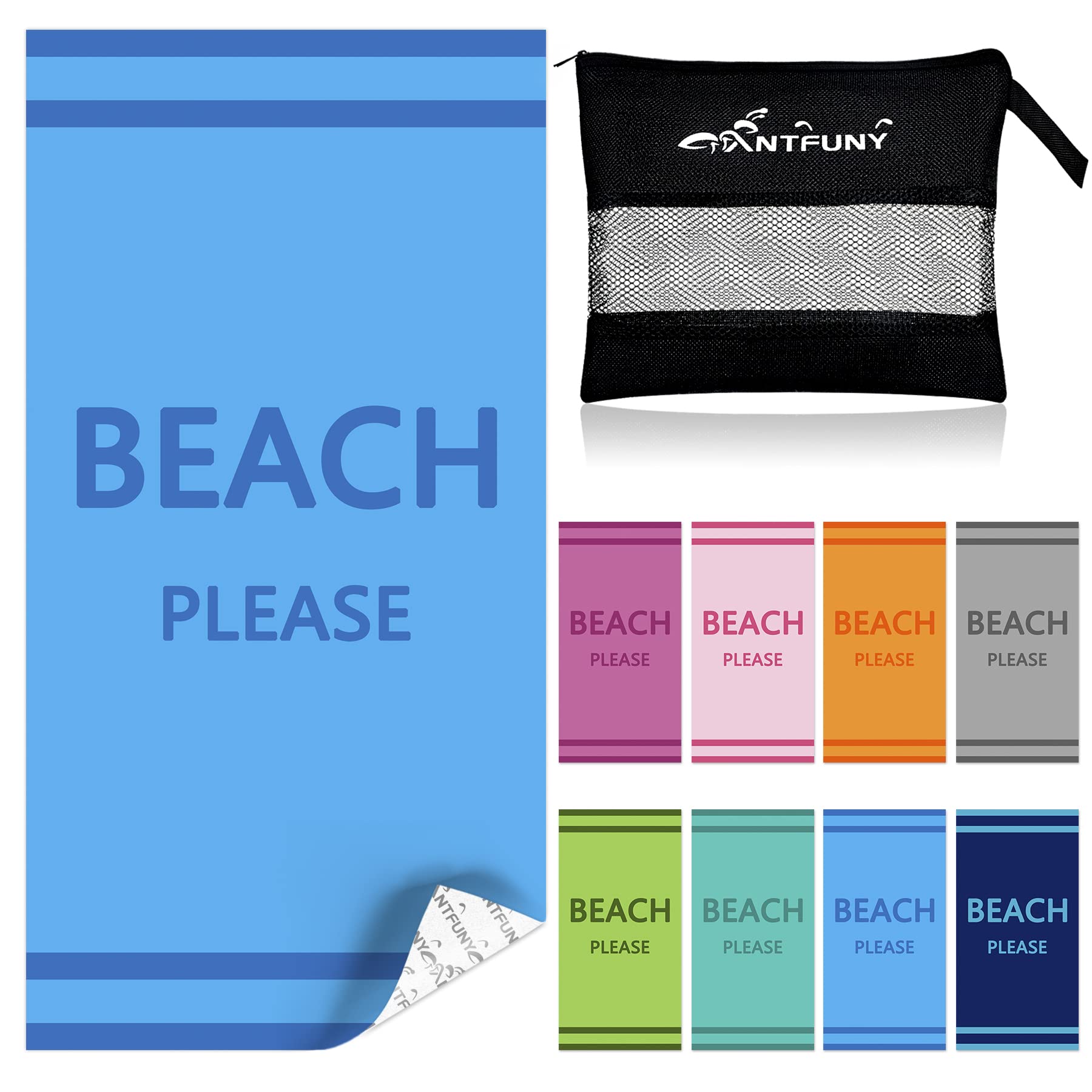Premium Oversized Microfiber Beach Towel - 36x72 Inch Quick Dry, Sandproof & Ultra Absorbent - Extra Large Double Sided Blanket for Pool, Lounge Chair, Picnic, Travel & Outdoor Activities - Blue